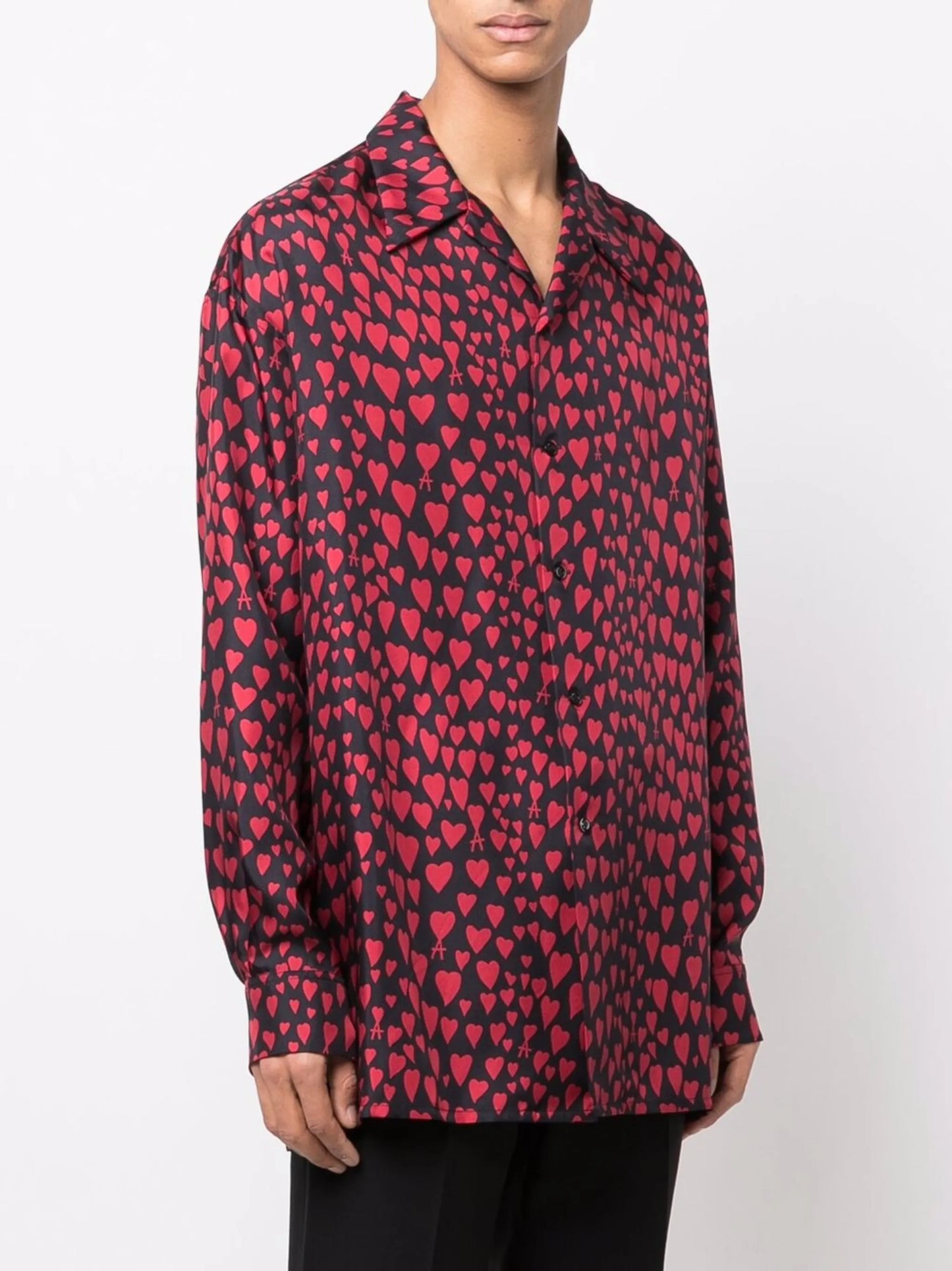 heart pattern button-up shirt
