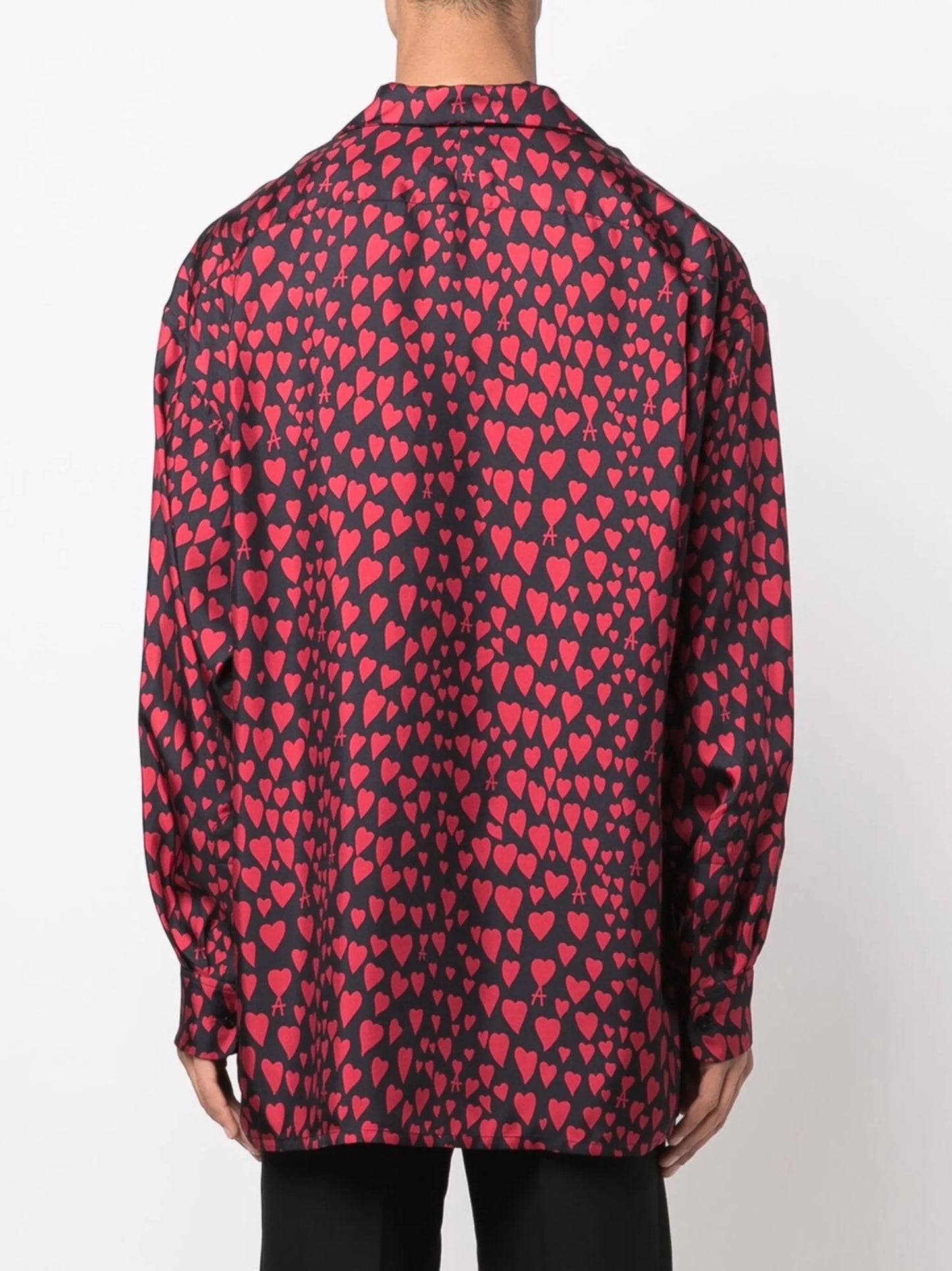 heart pattern button-up shirt
