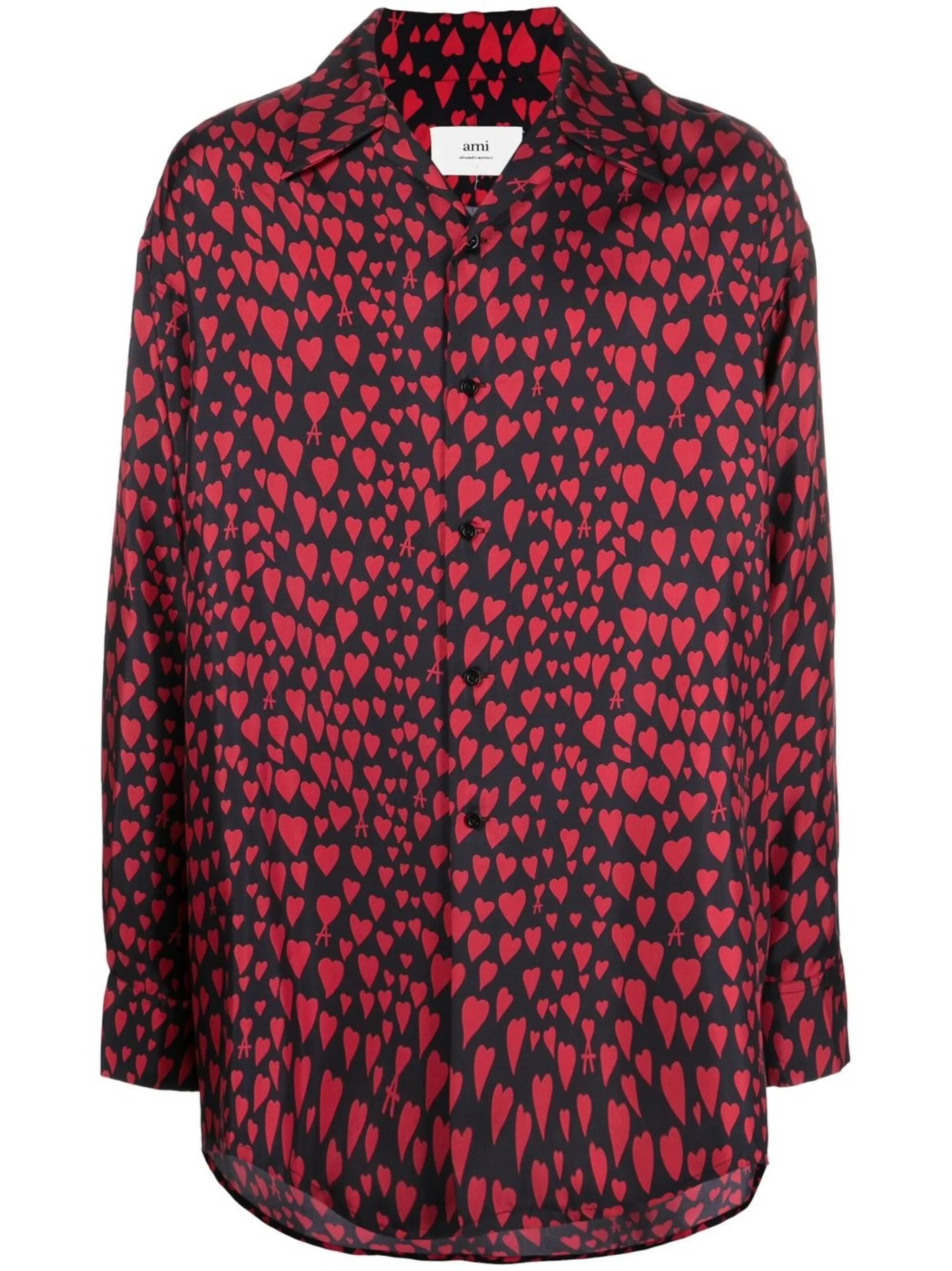 heart pattern button-up shirt