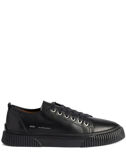 low-top leather sneakers