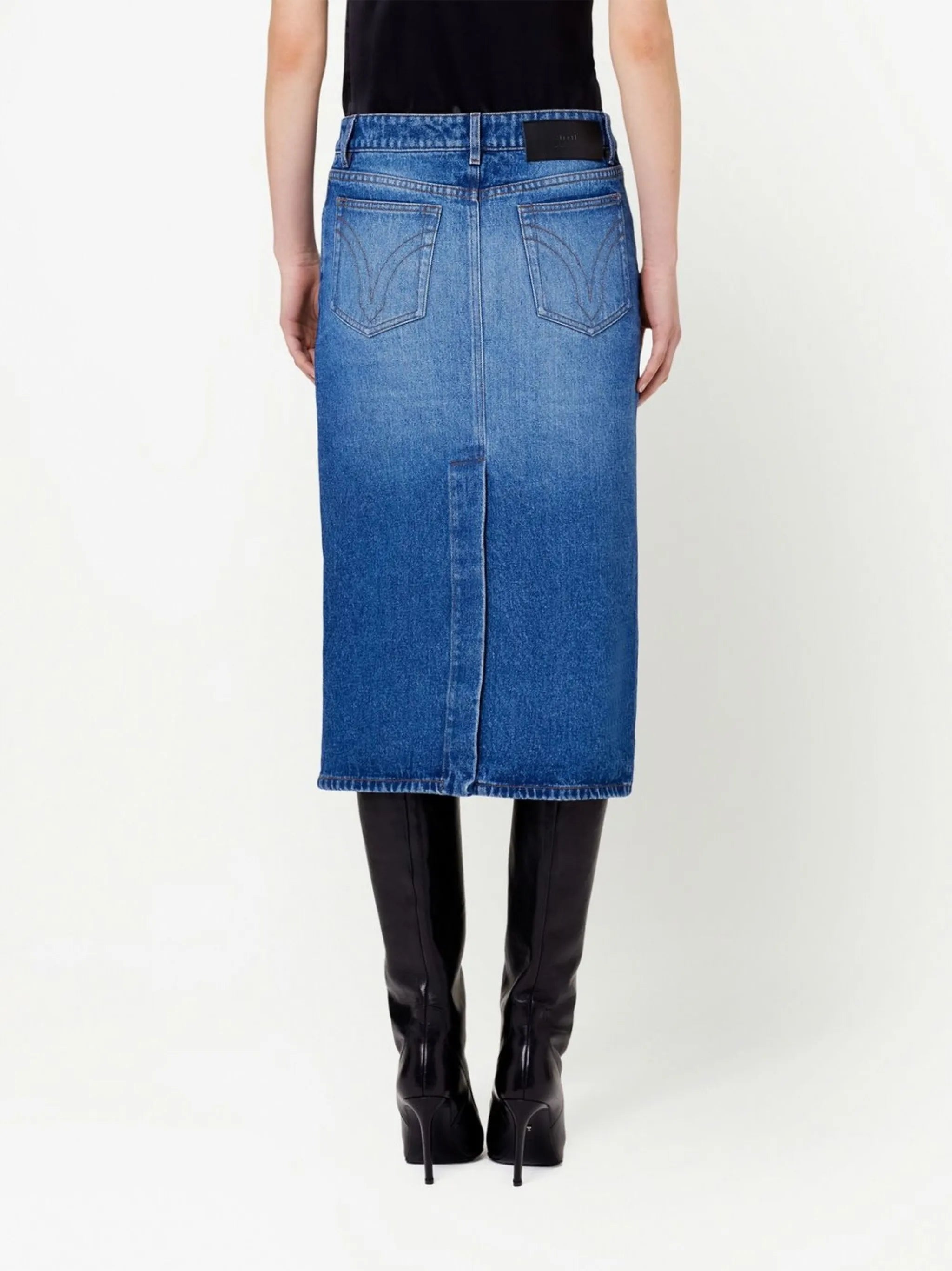 mid-length denim skirt