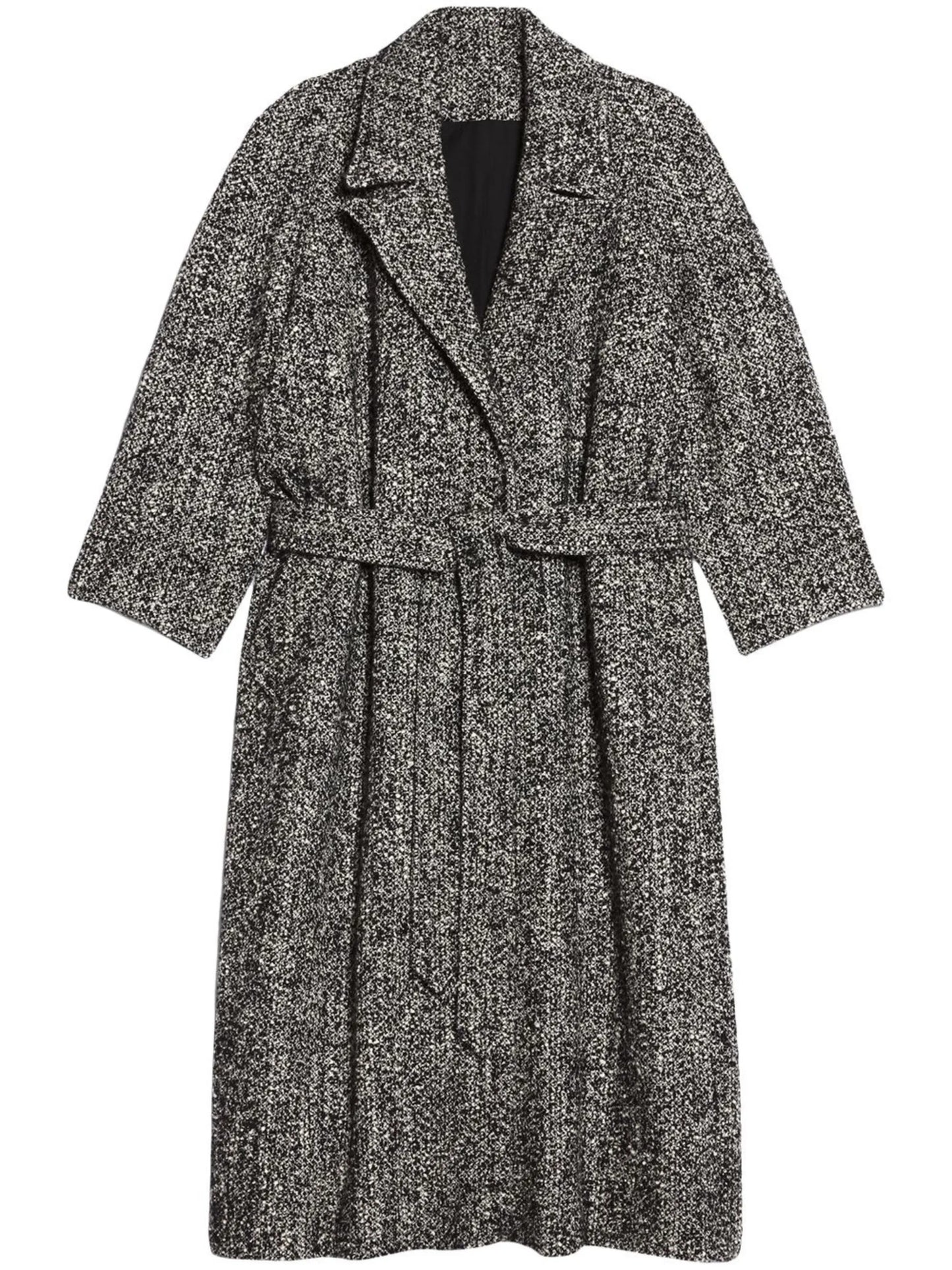 belted marl-knit coat