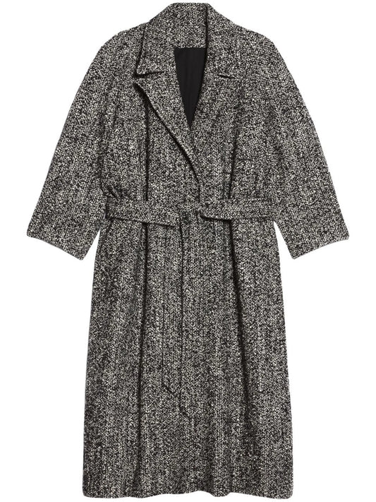 belted marl-knit coat