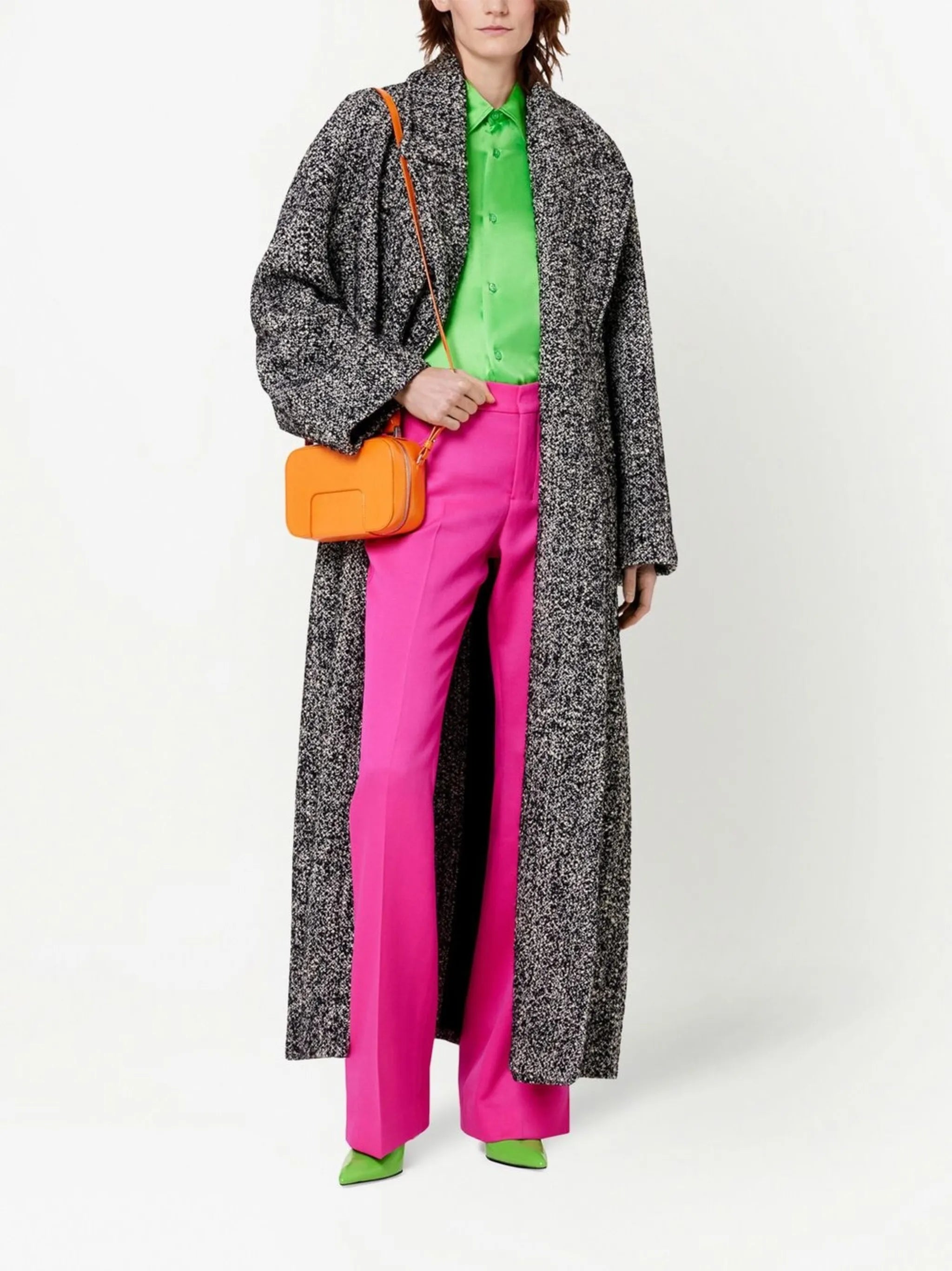 belted marl-knit coat