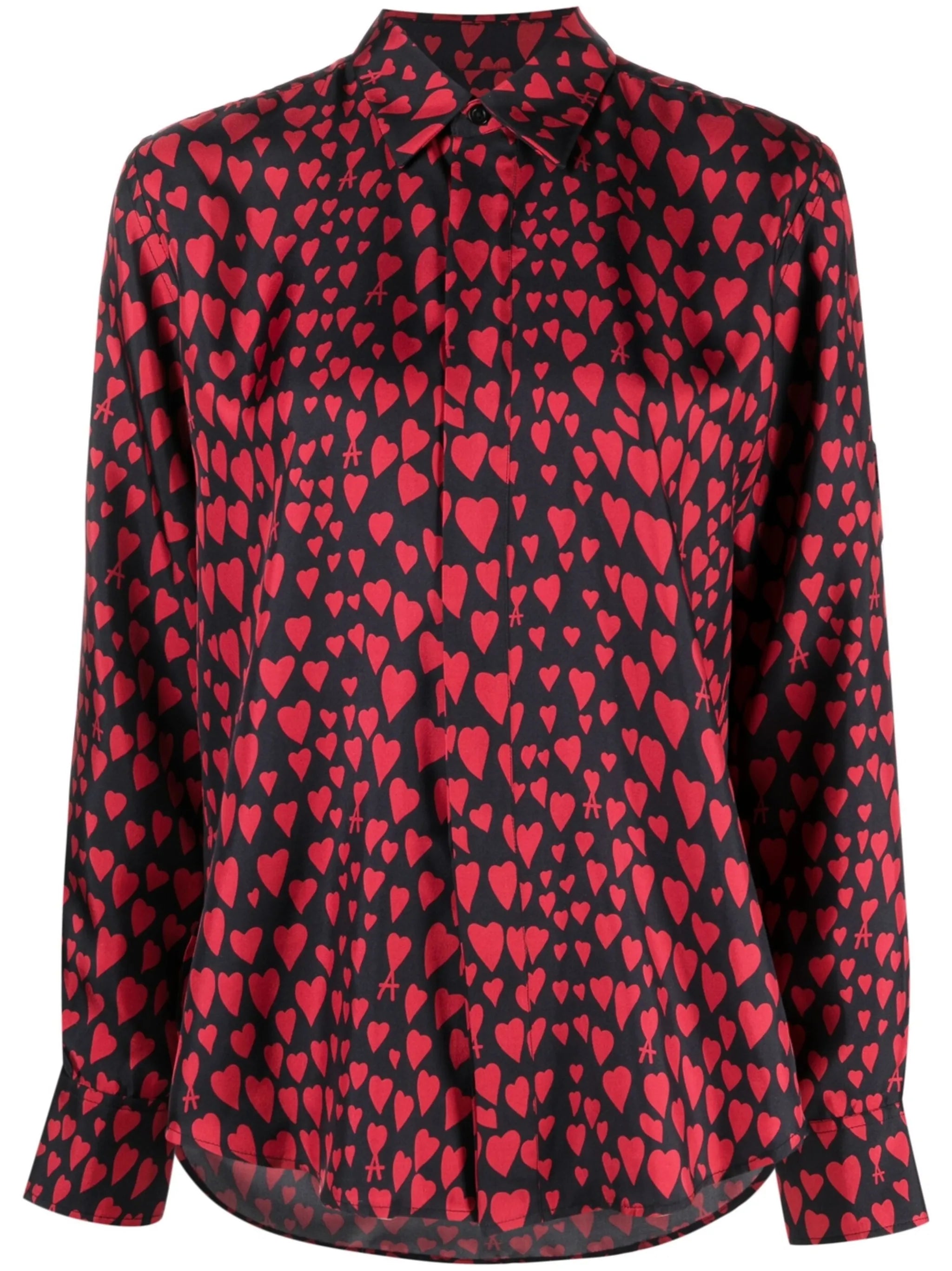 heart pattern button-up shirt