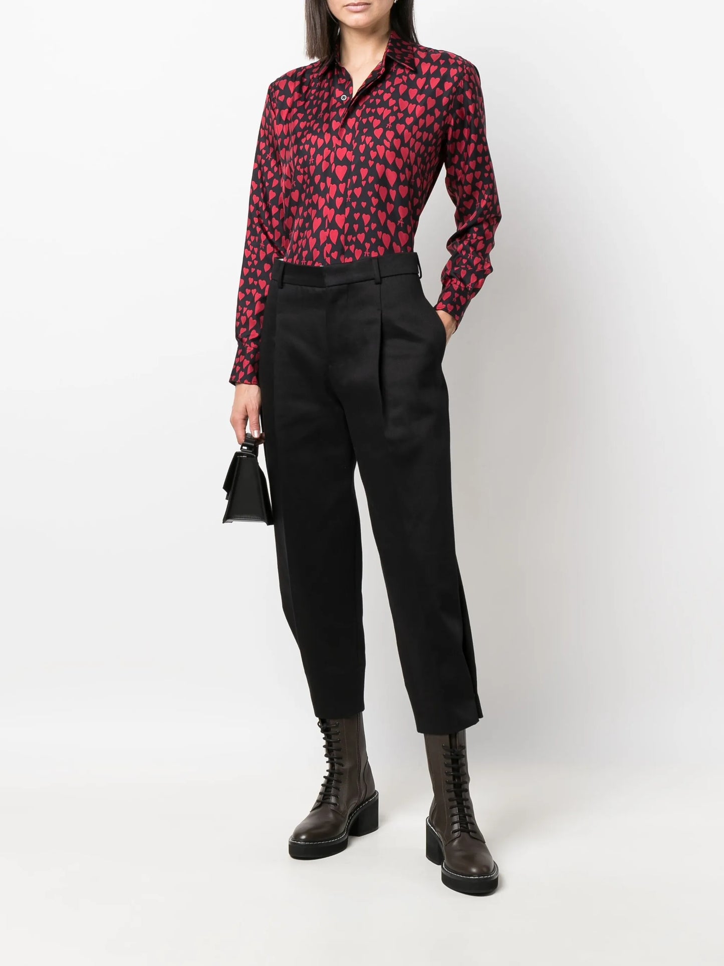 heart pattern button-up shirt