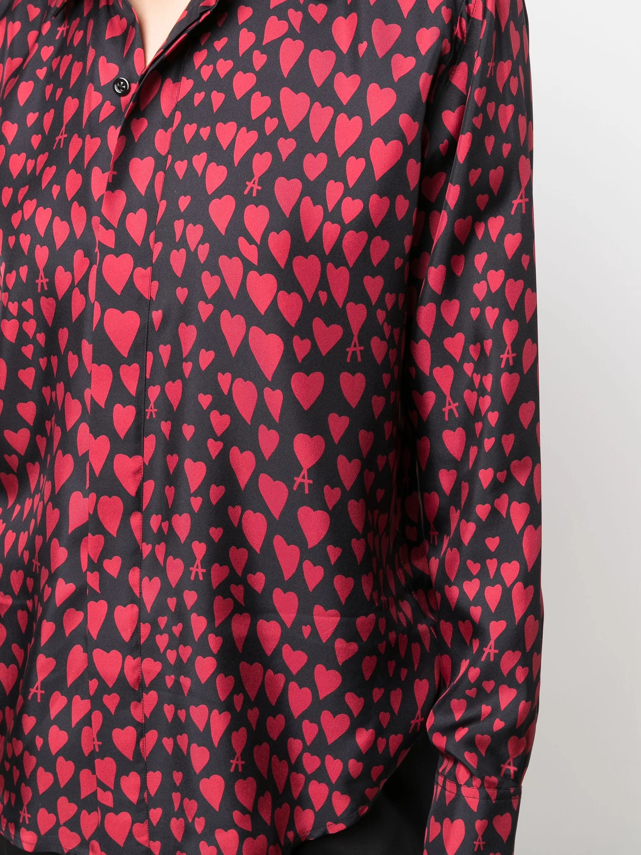 heart pattern button-up shirt