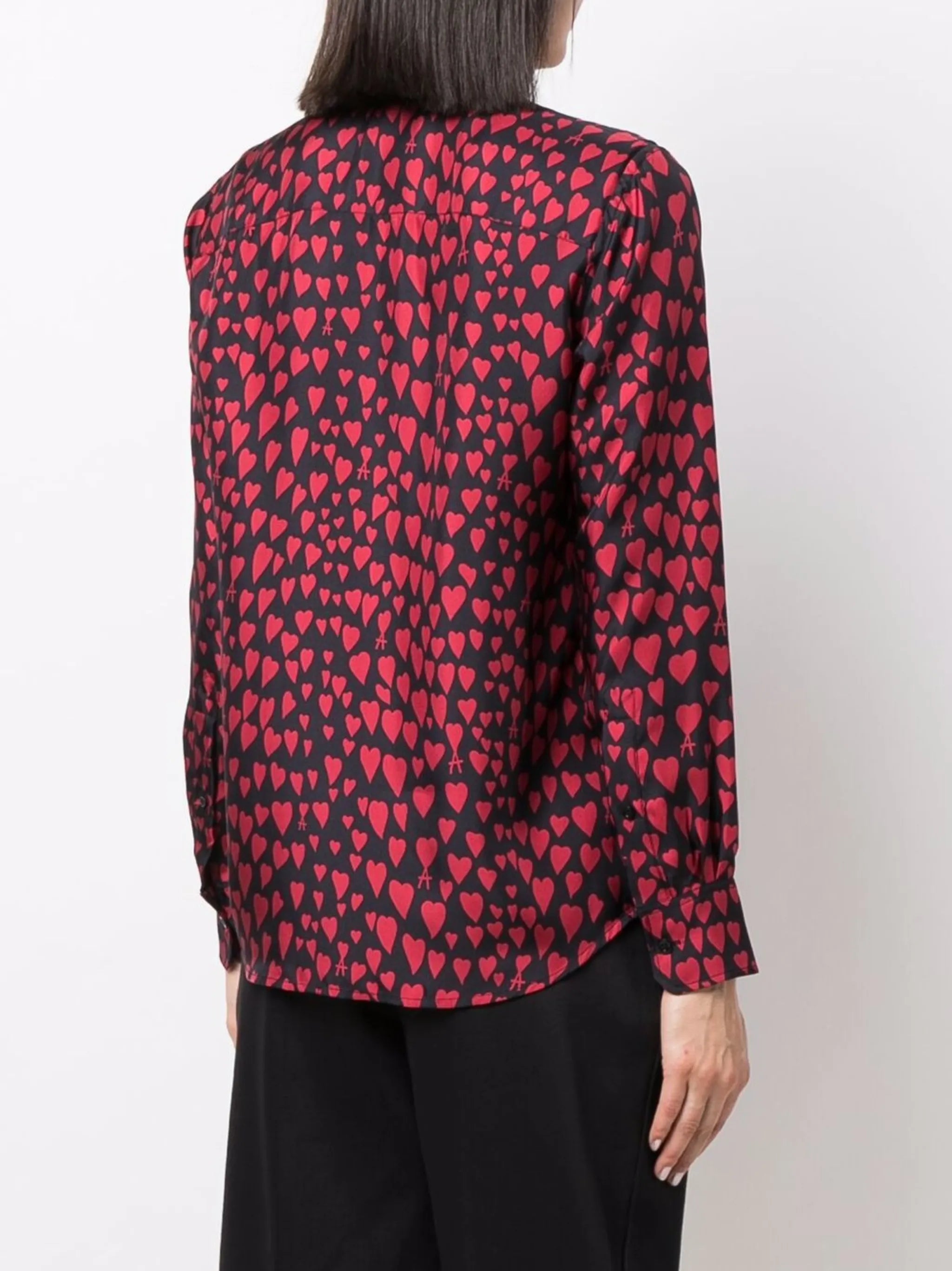 heart pattern button-up shirt