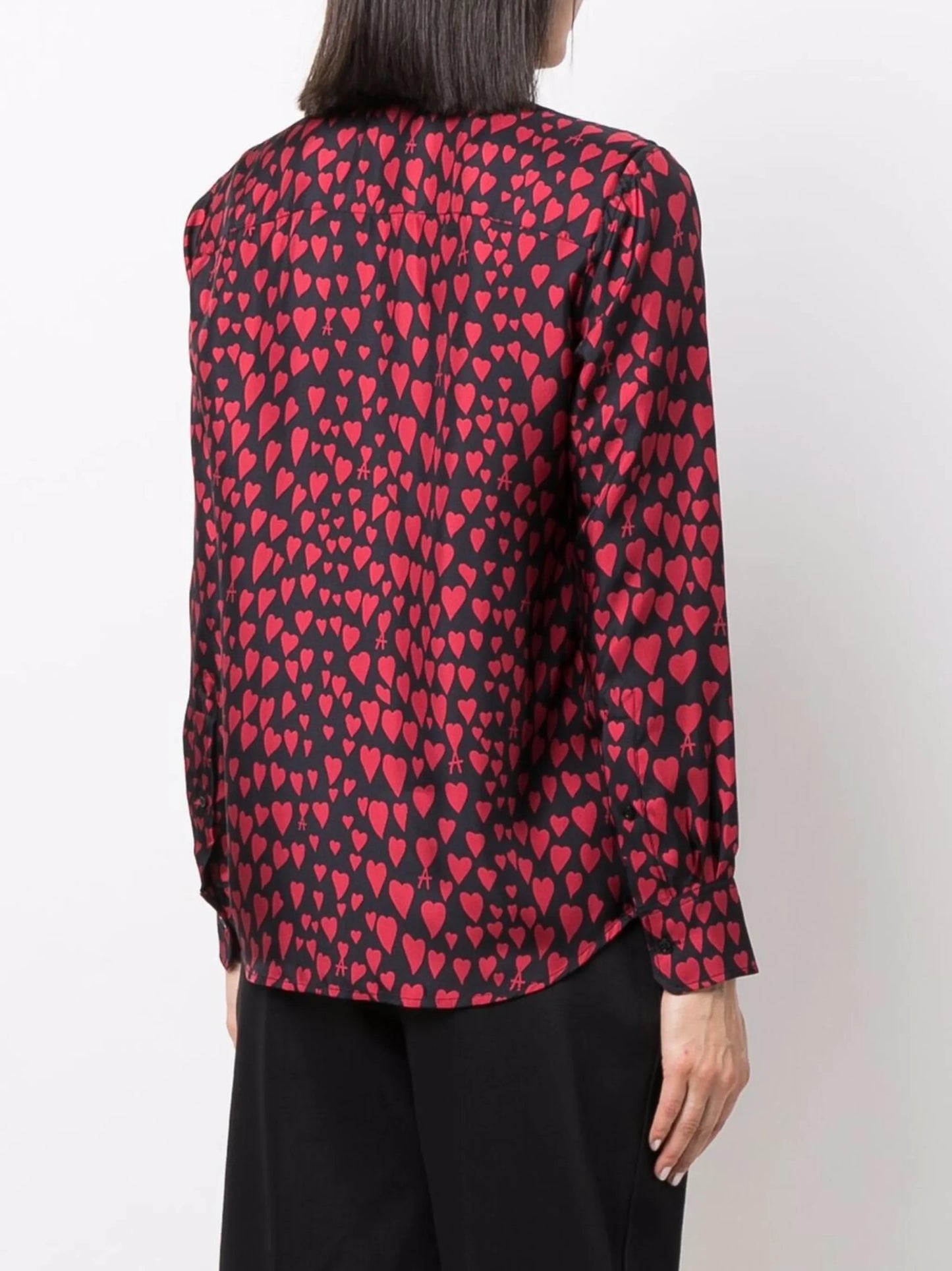heart pattern button-up shirt