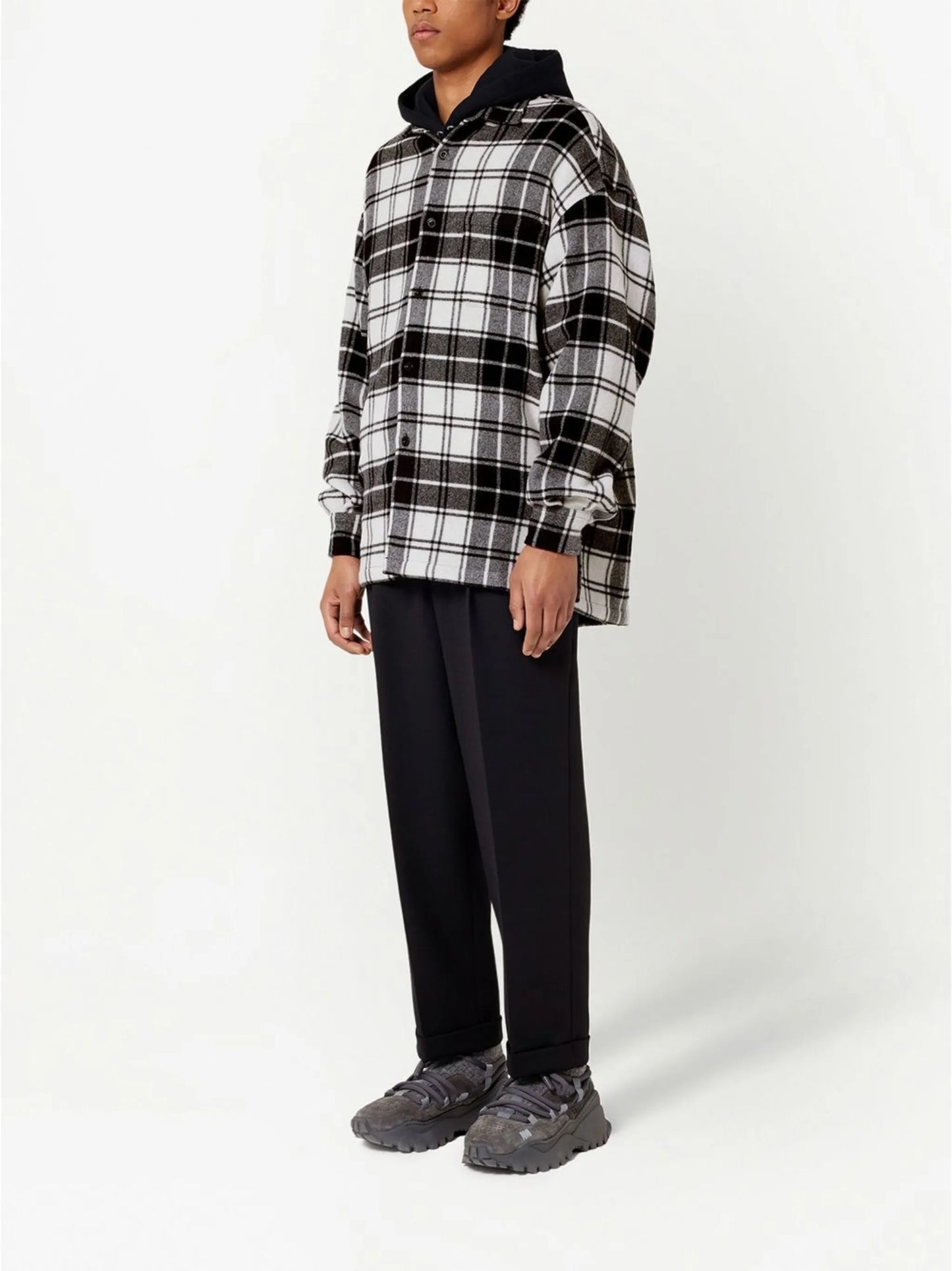 logo-print plaid-patterned shirt