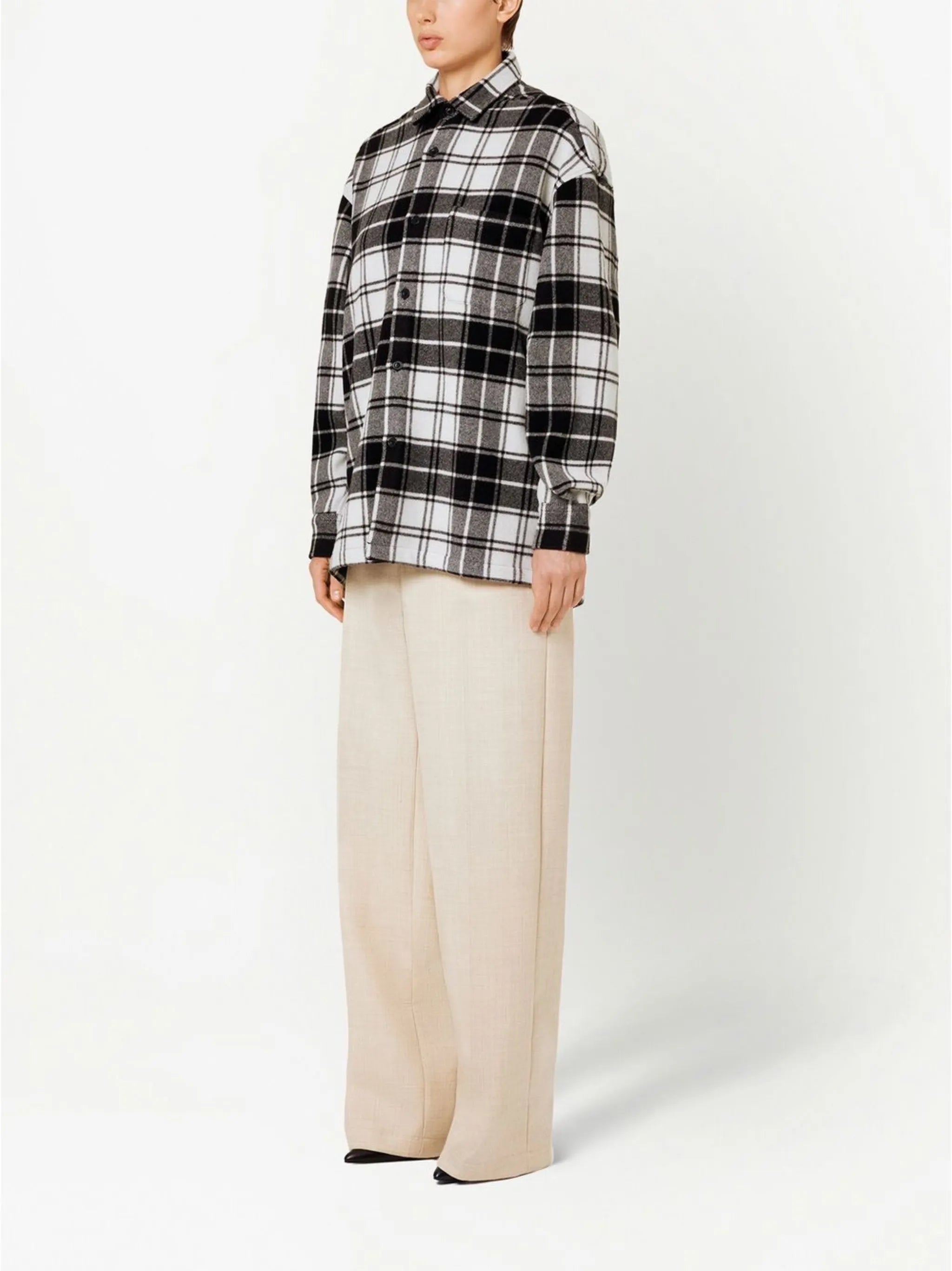 logo-print plaid-patterned shirt
