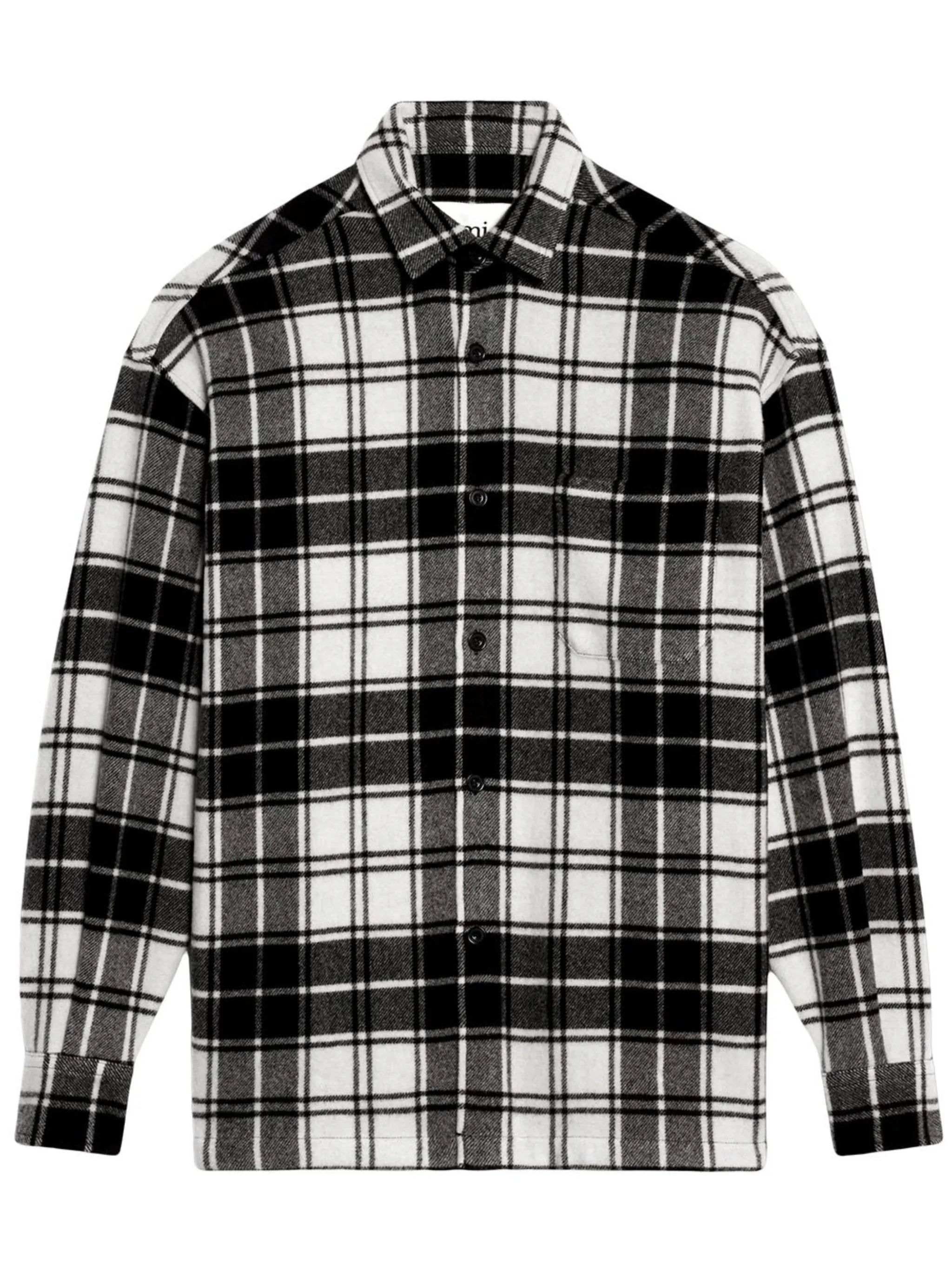 logo-print plaid-patterned shirt