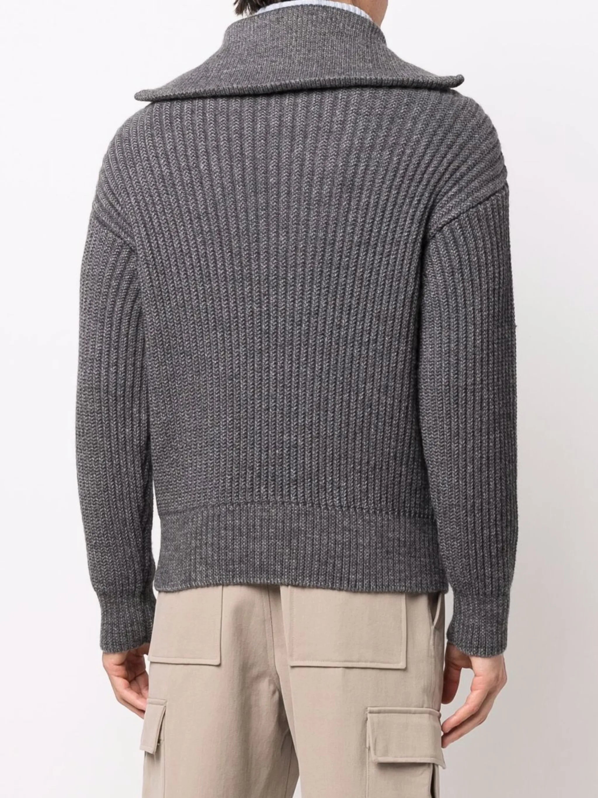 half-zip ribbed-knit sweatshirt