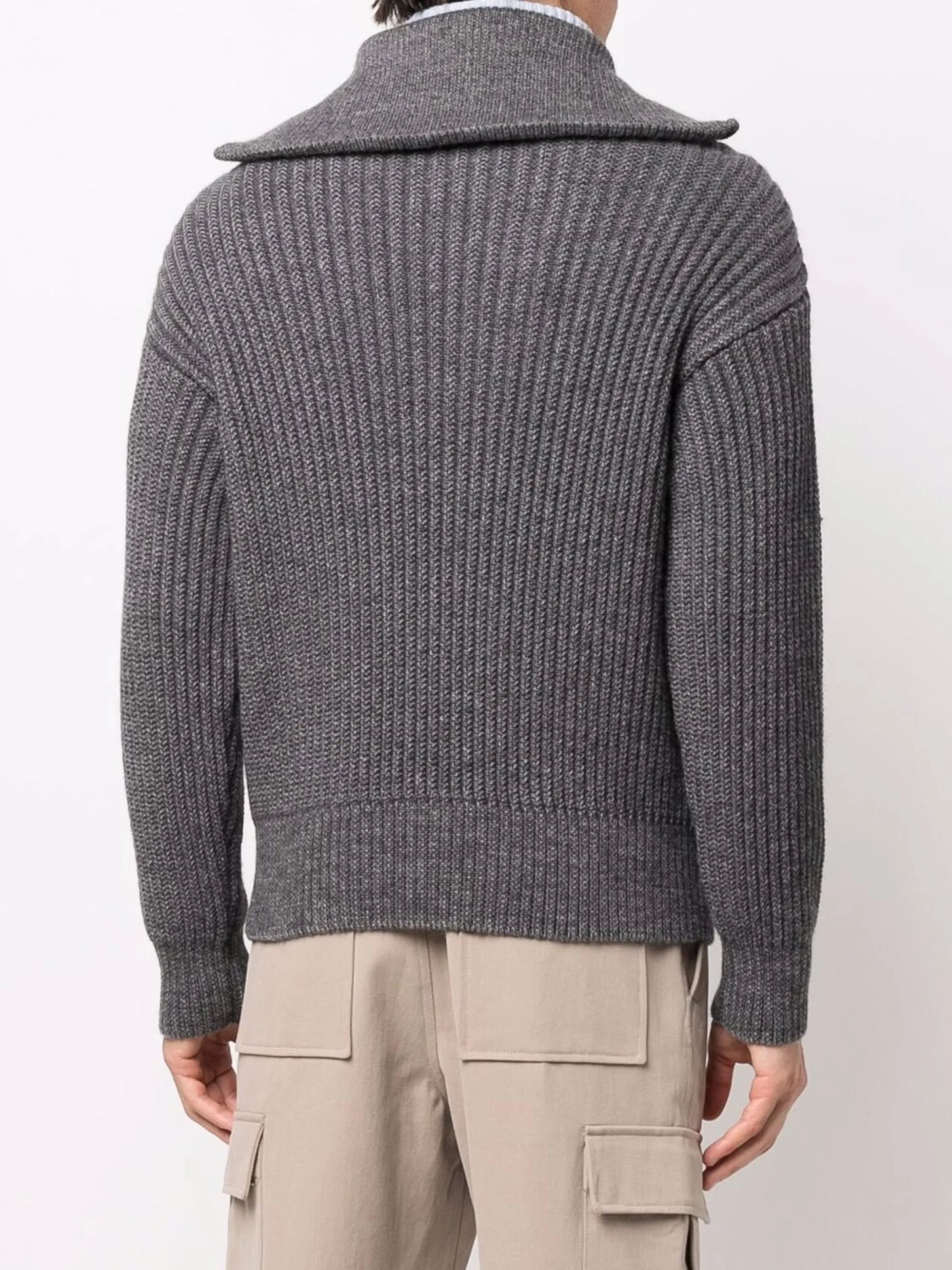 half-zip ribbed-knit sweatshirt