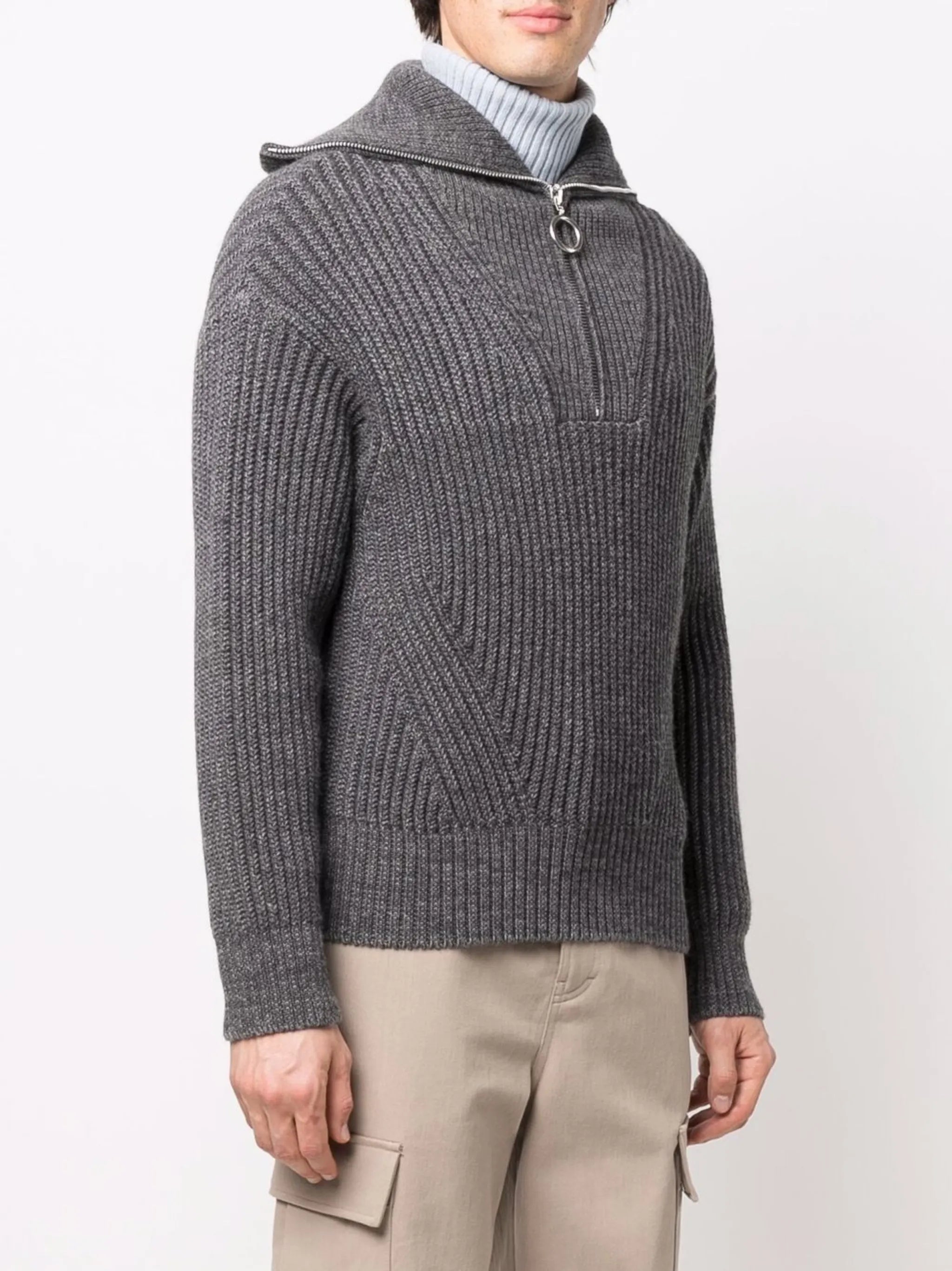 half-zip ribbed-knit sweatshirt