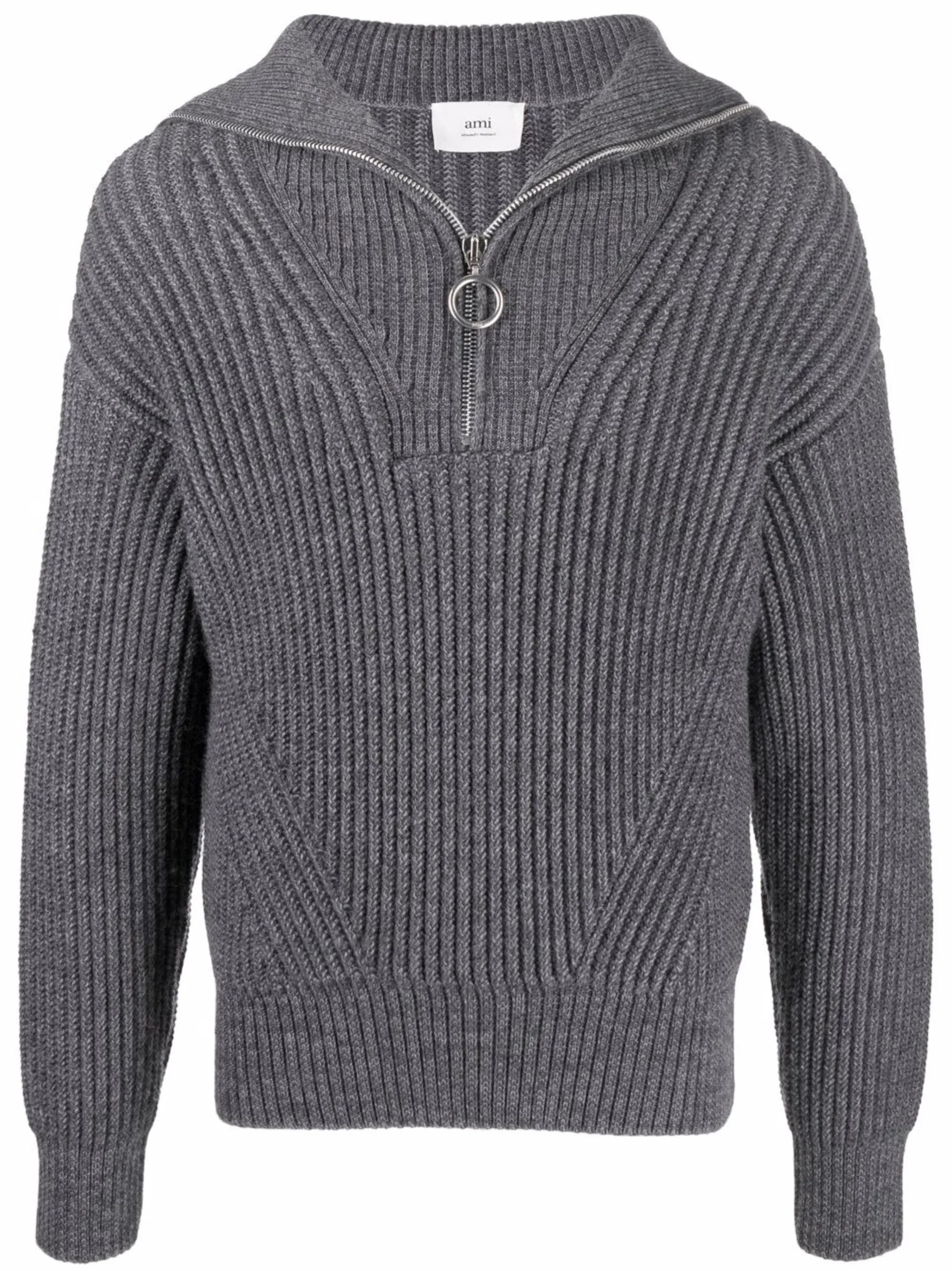 half-zip ribbed-knit sweatshirt