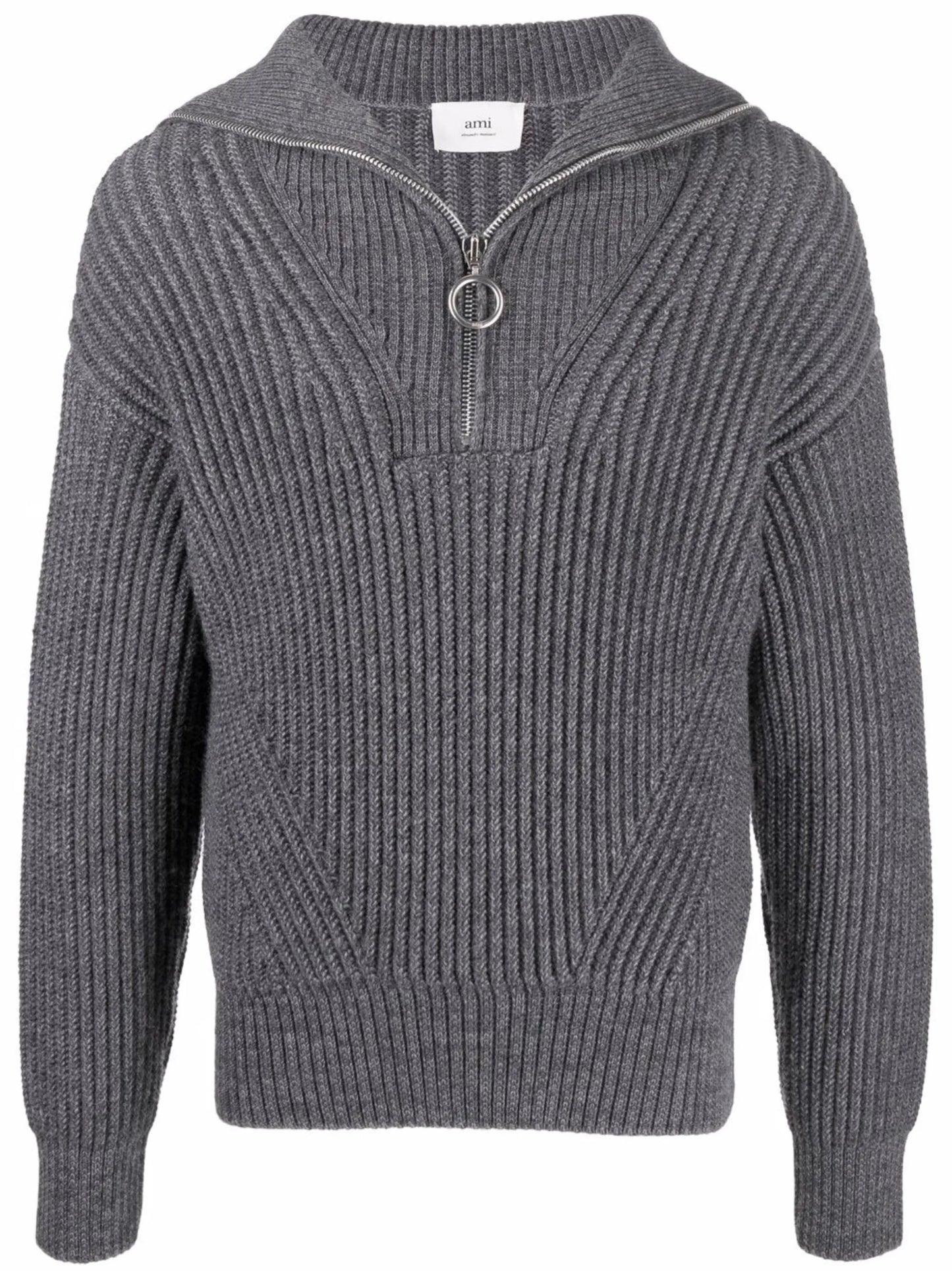 half-zip ribbed-knit sweatshirt