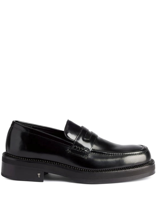 square-toe polished loafers