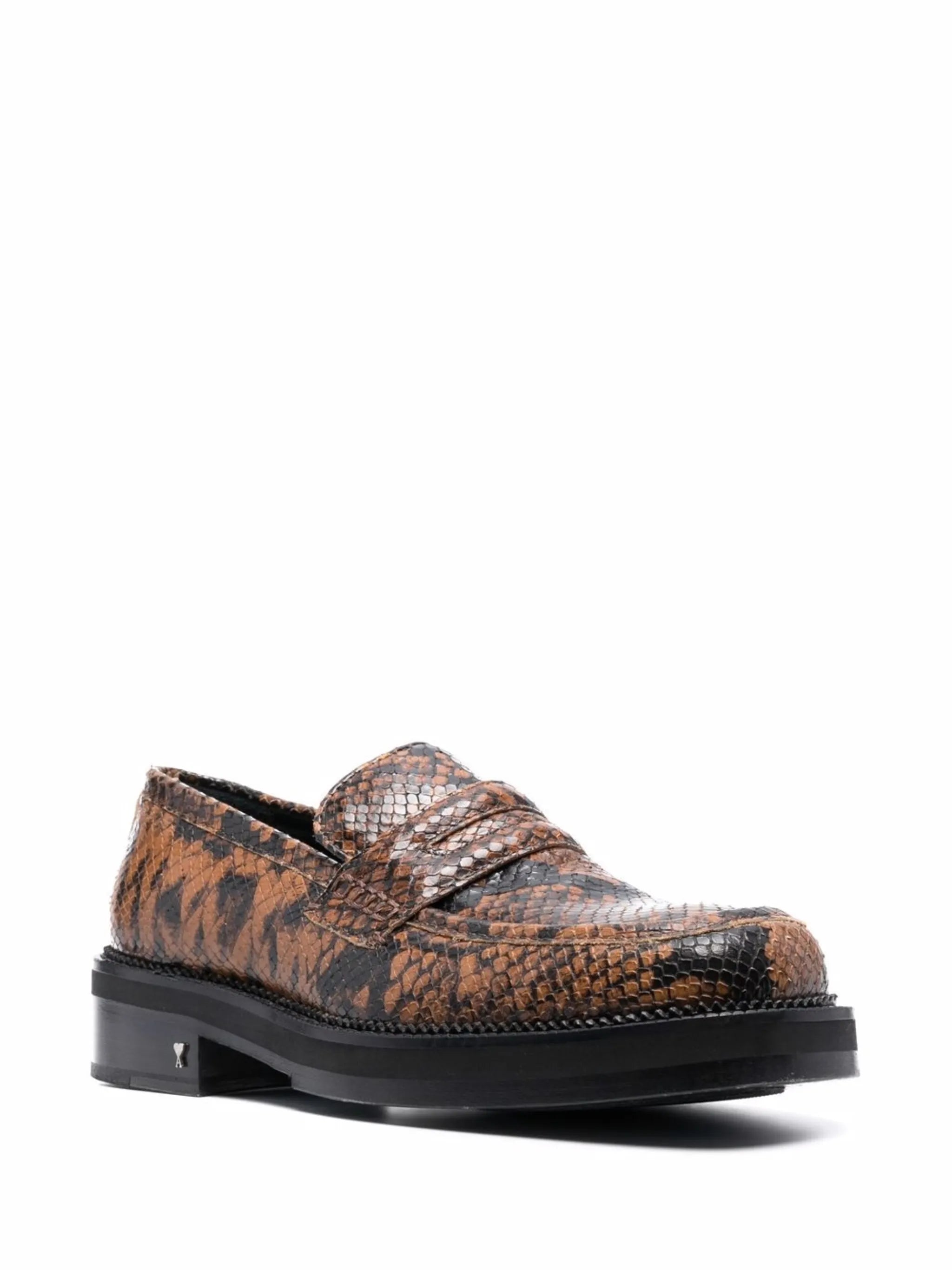 snakeskin-effect leather loafers