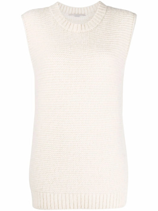 crew-neck knitted vest