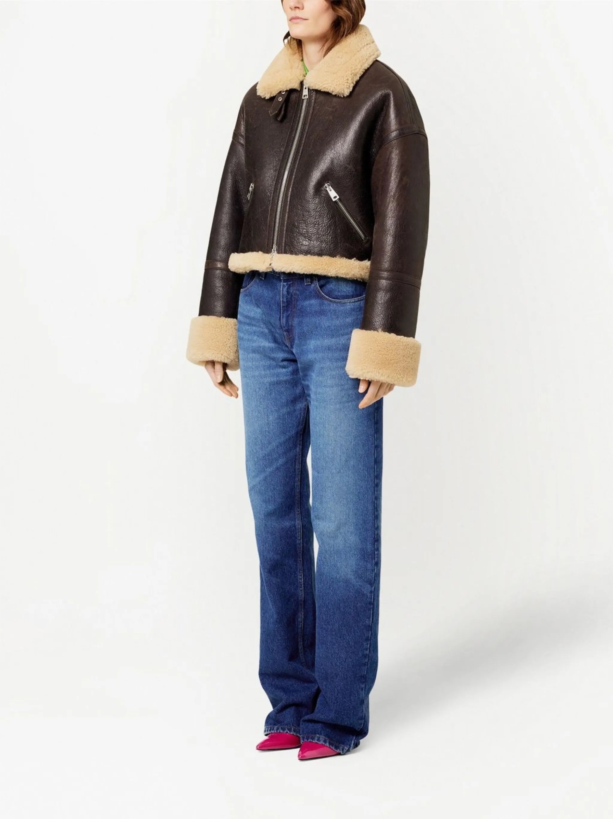 cropped shearling jacket