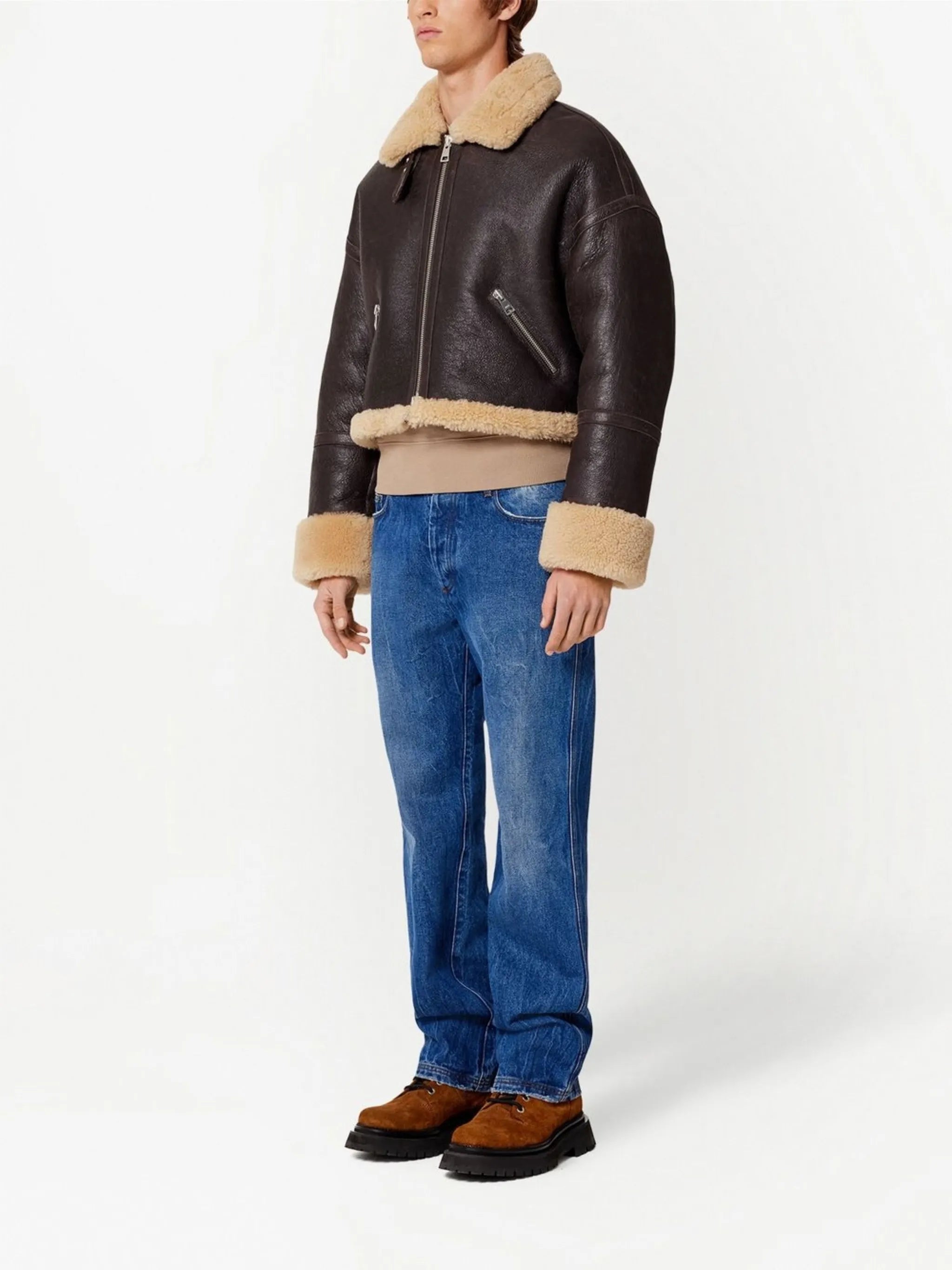 cropped shearling jacket