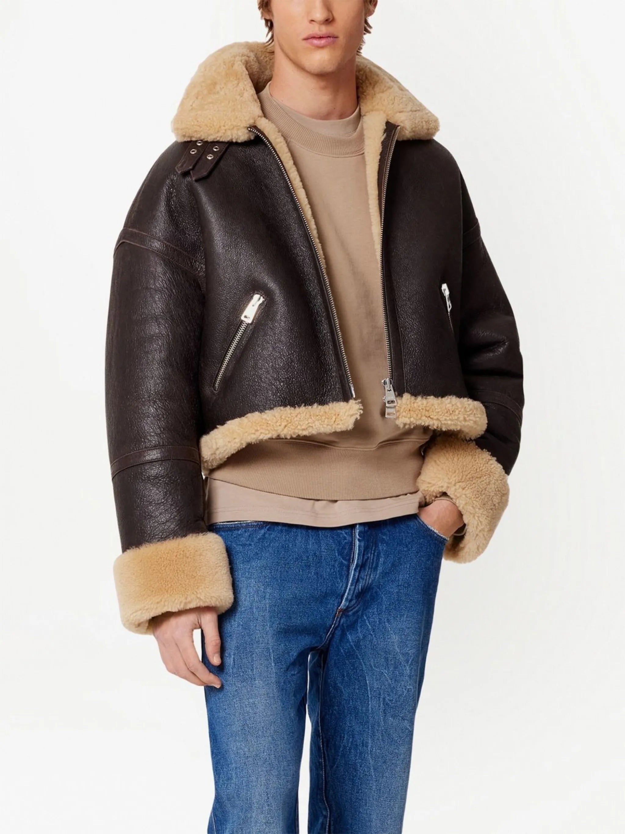 cropped shearling jacket
