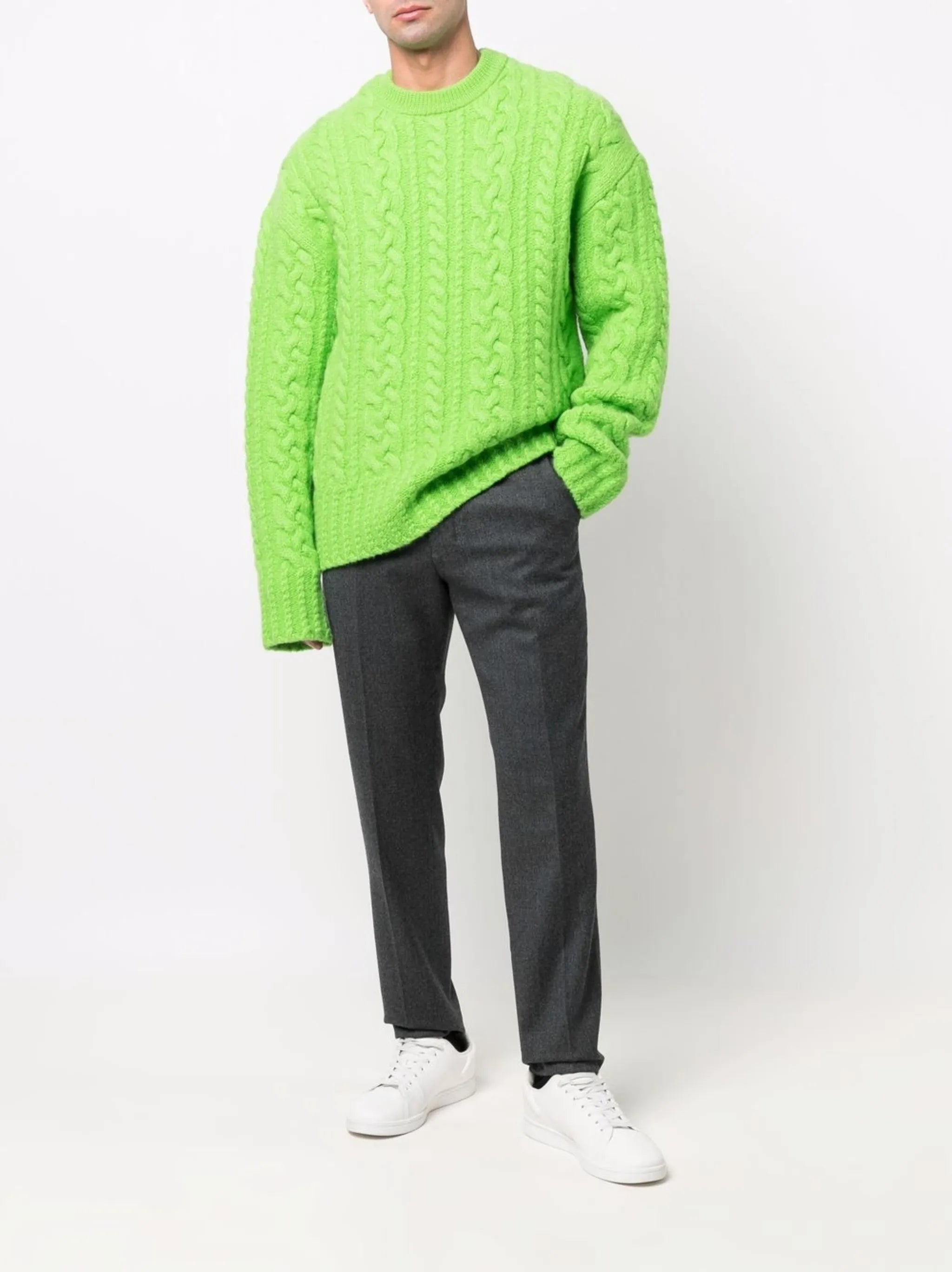 cable-knit crew-neck jumper