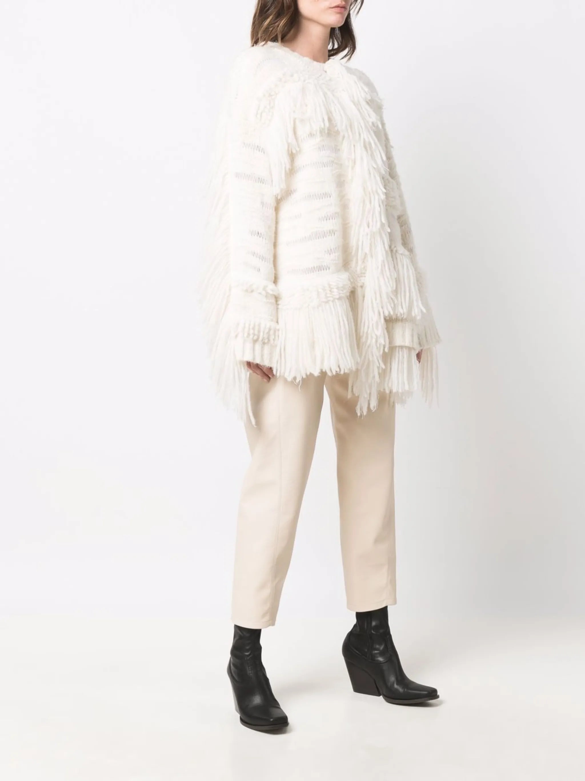 oversized fringed jumper