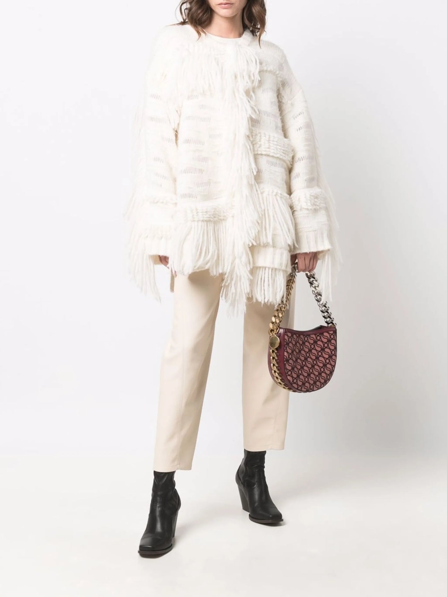 oversized fringed jumper