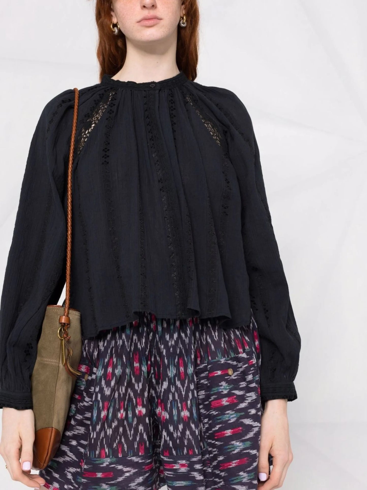 Janelle cotton-blend blouse