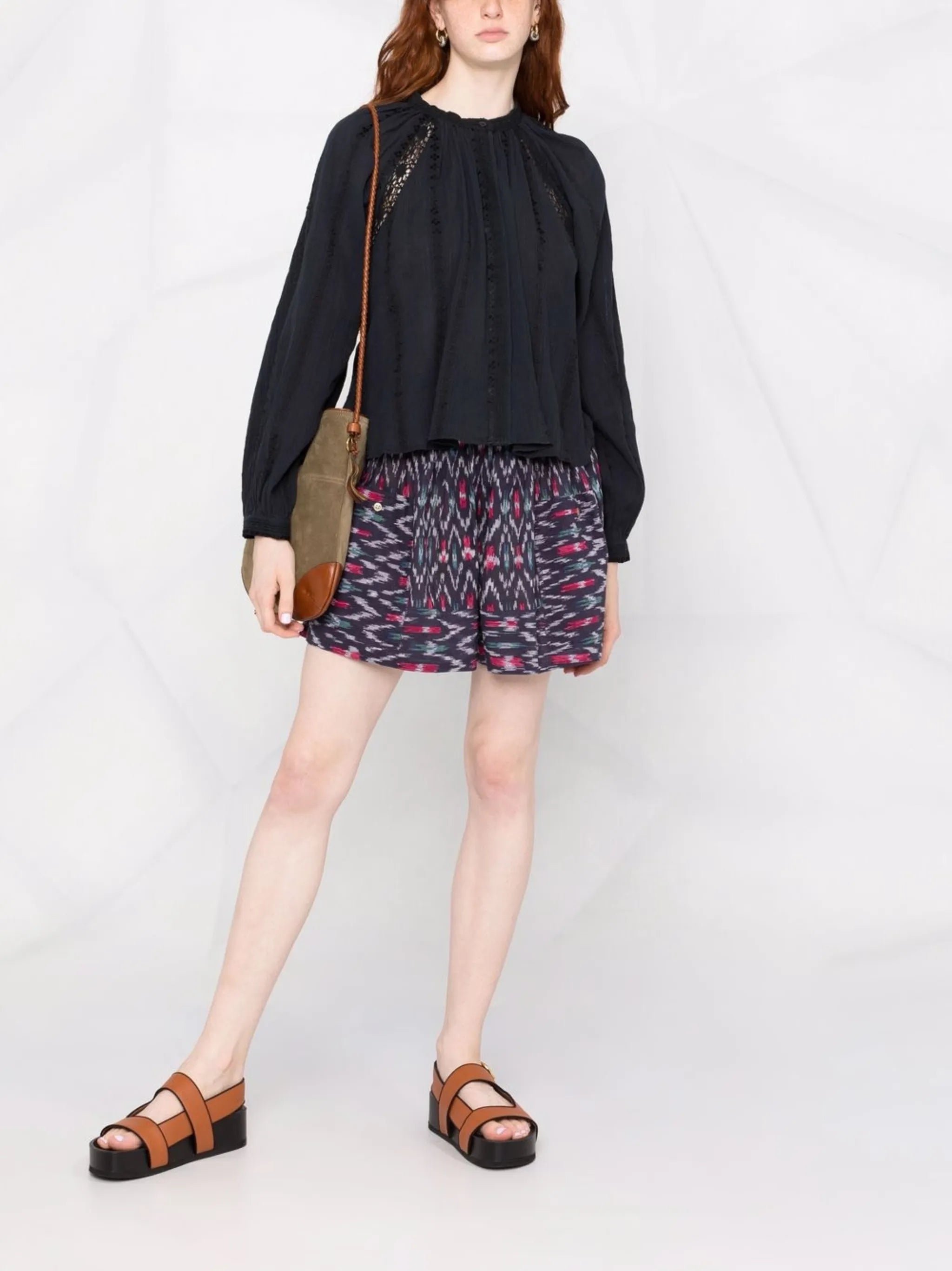 Janelle cotton-blend blouse
