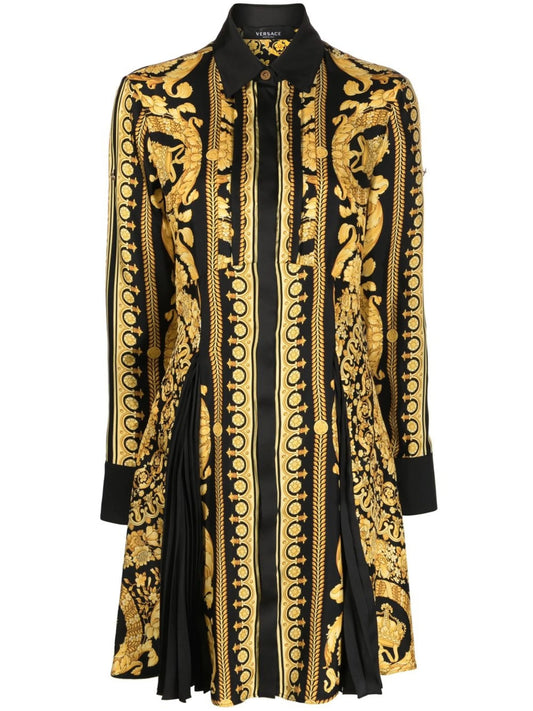 Barocco silk mini shirt dress