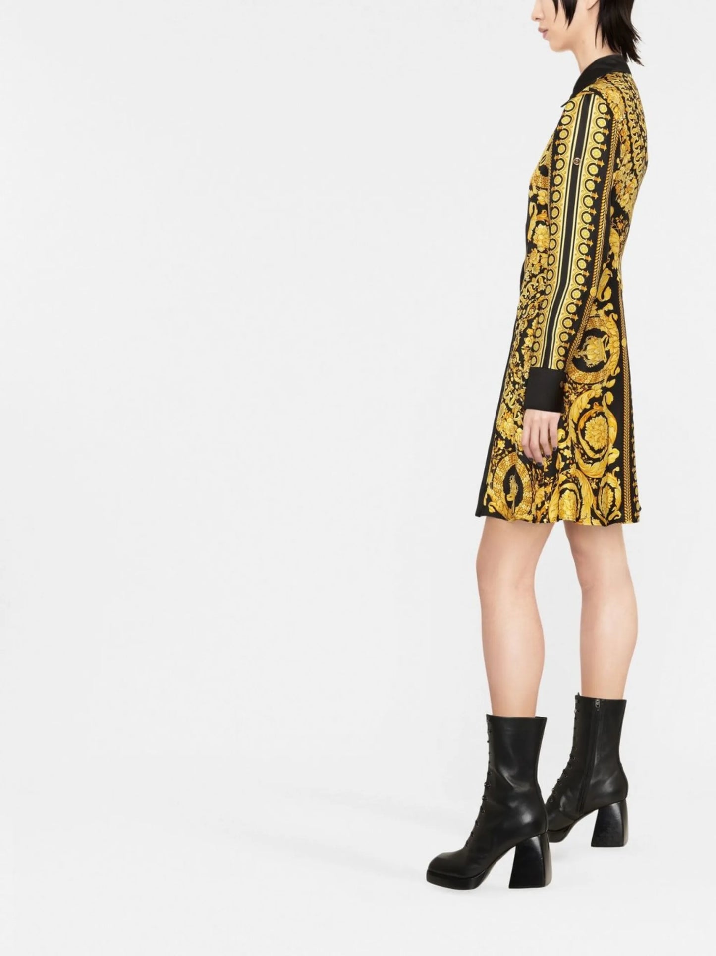 Barocco silk mini shirt dress
