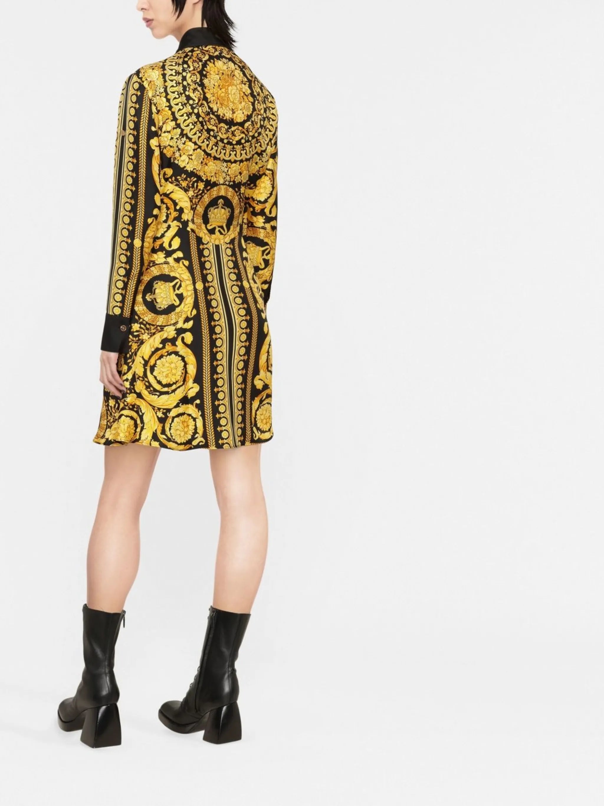 Barocco silk mini shirt dress