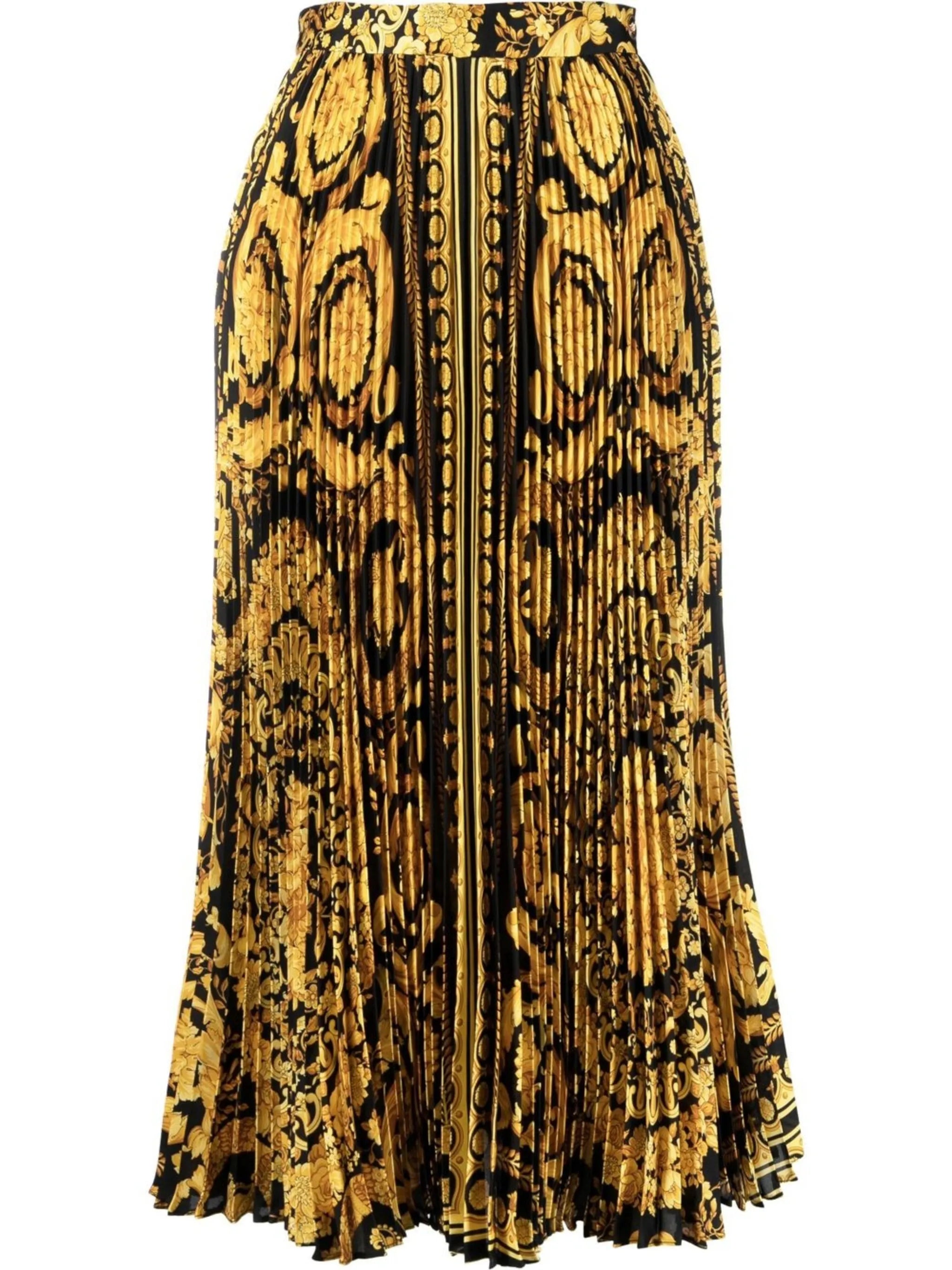 Barocco pleated midi skirt