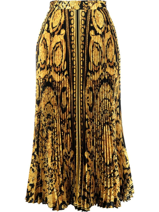 Barocco pleated midi skirt