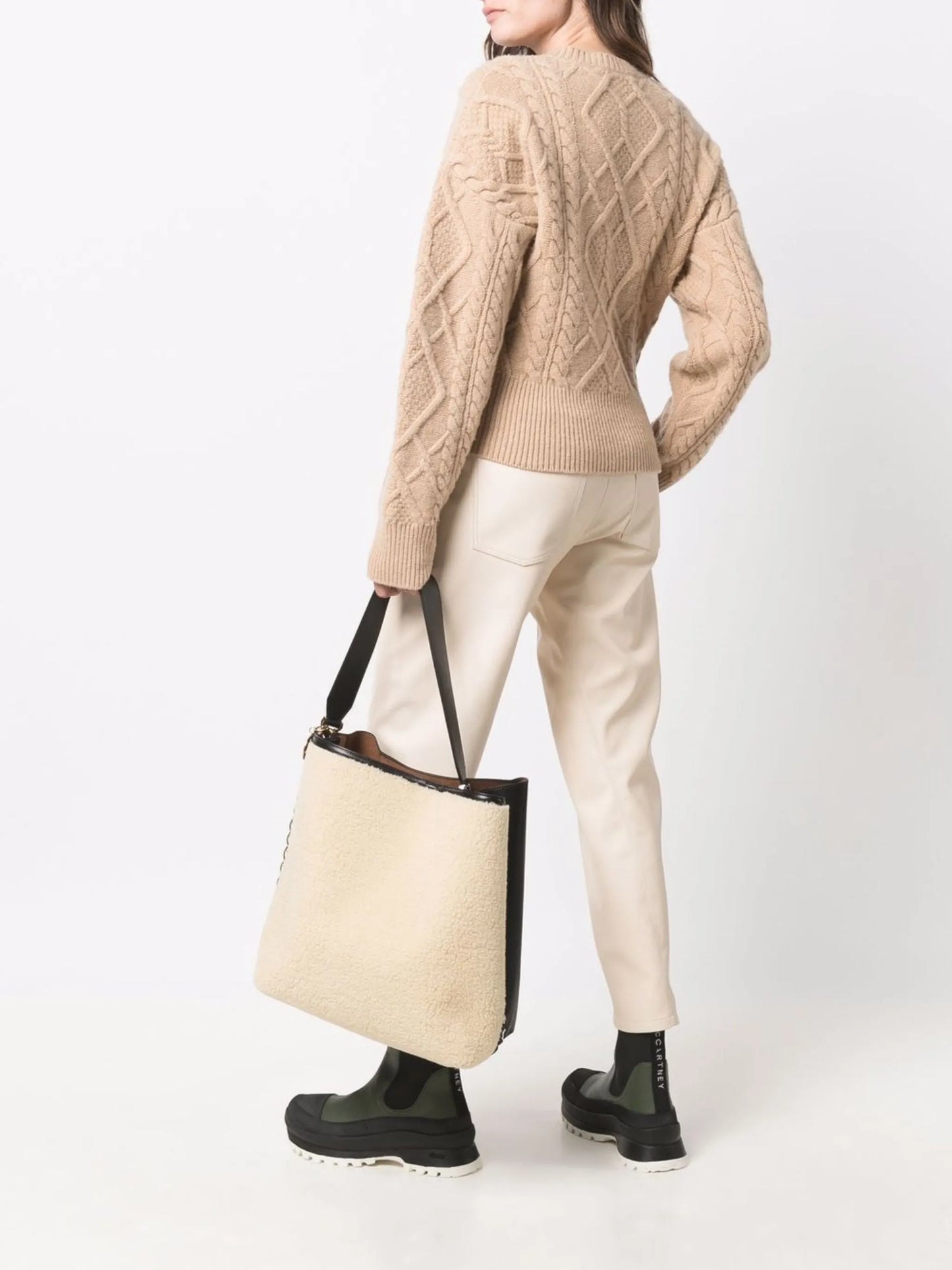 large faux-shearling tote bag