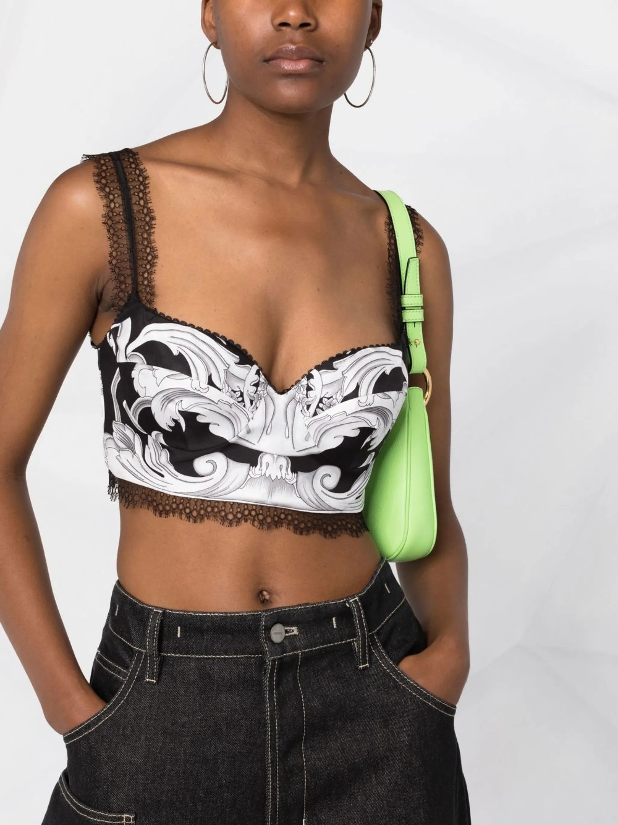 Barocco print silk corset