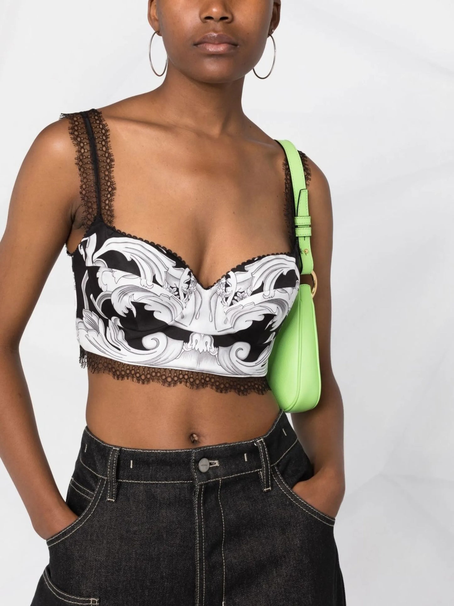 Barocco print silk corset