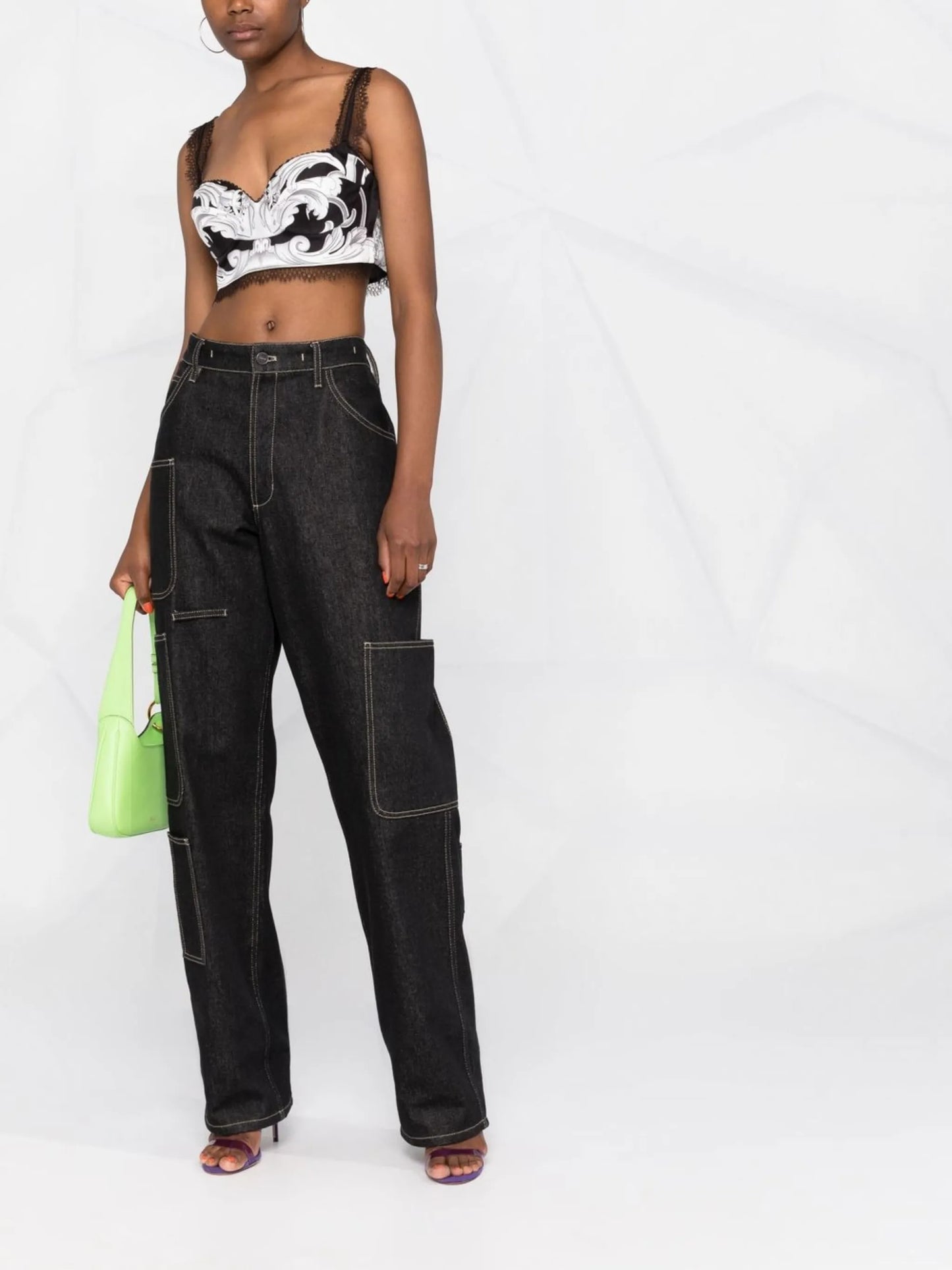 Barocco print silk corset