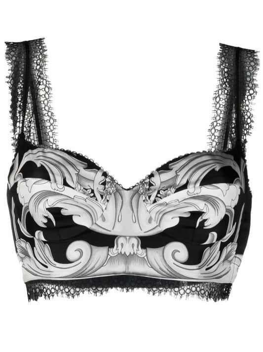 Barocco print silk corset