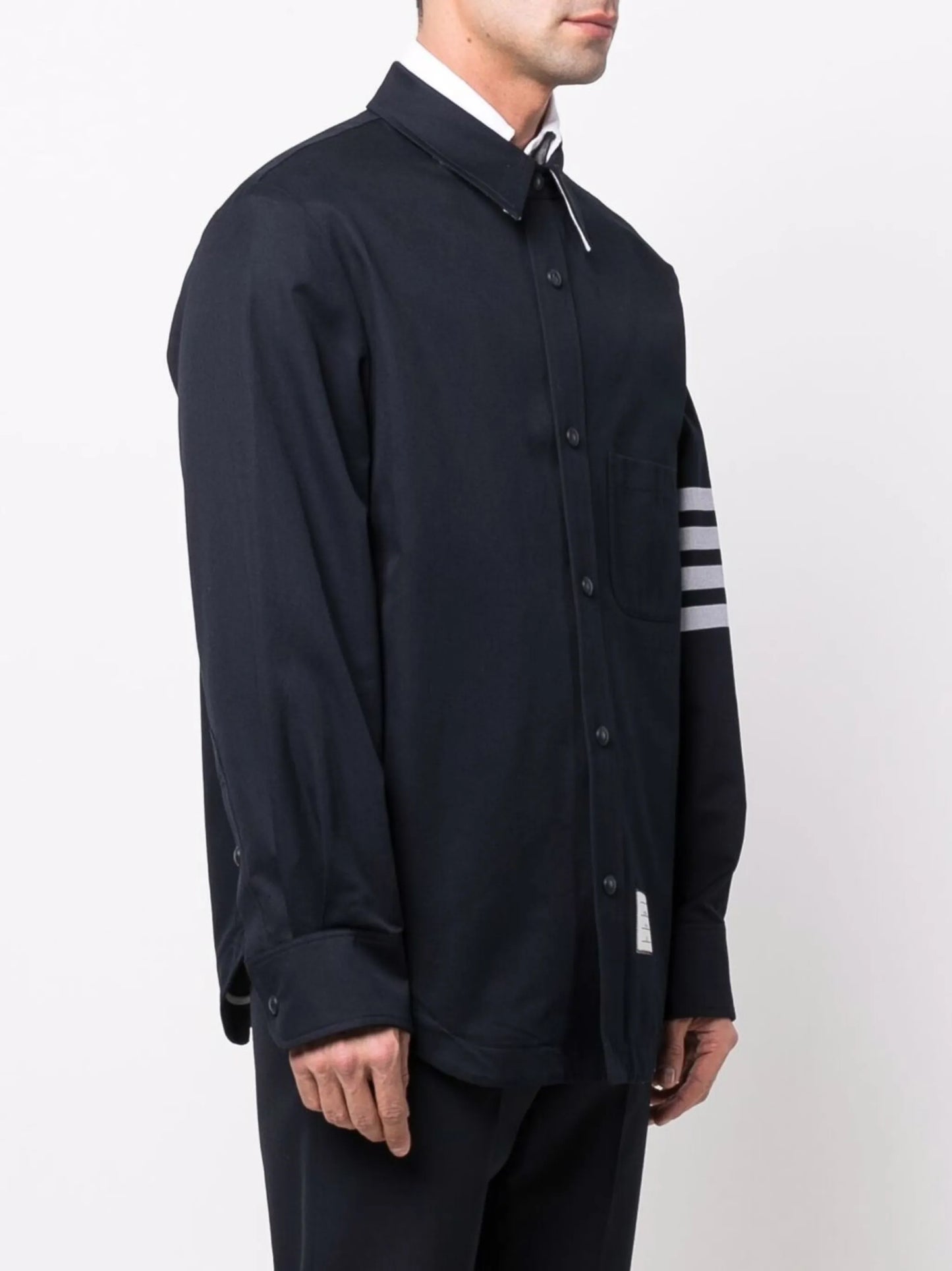 4-Bar stripe logo-patch shirt jacket