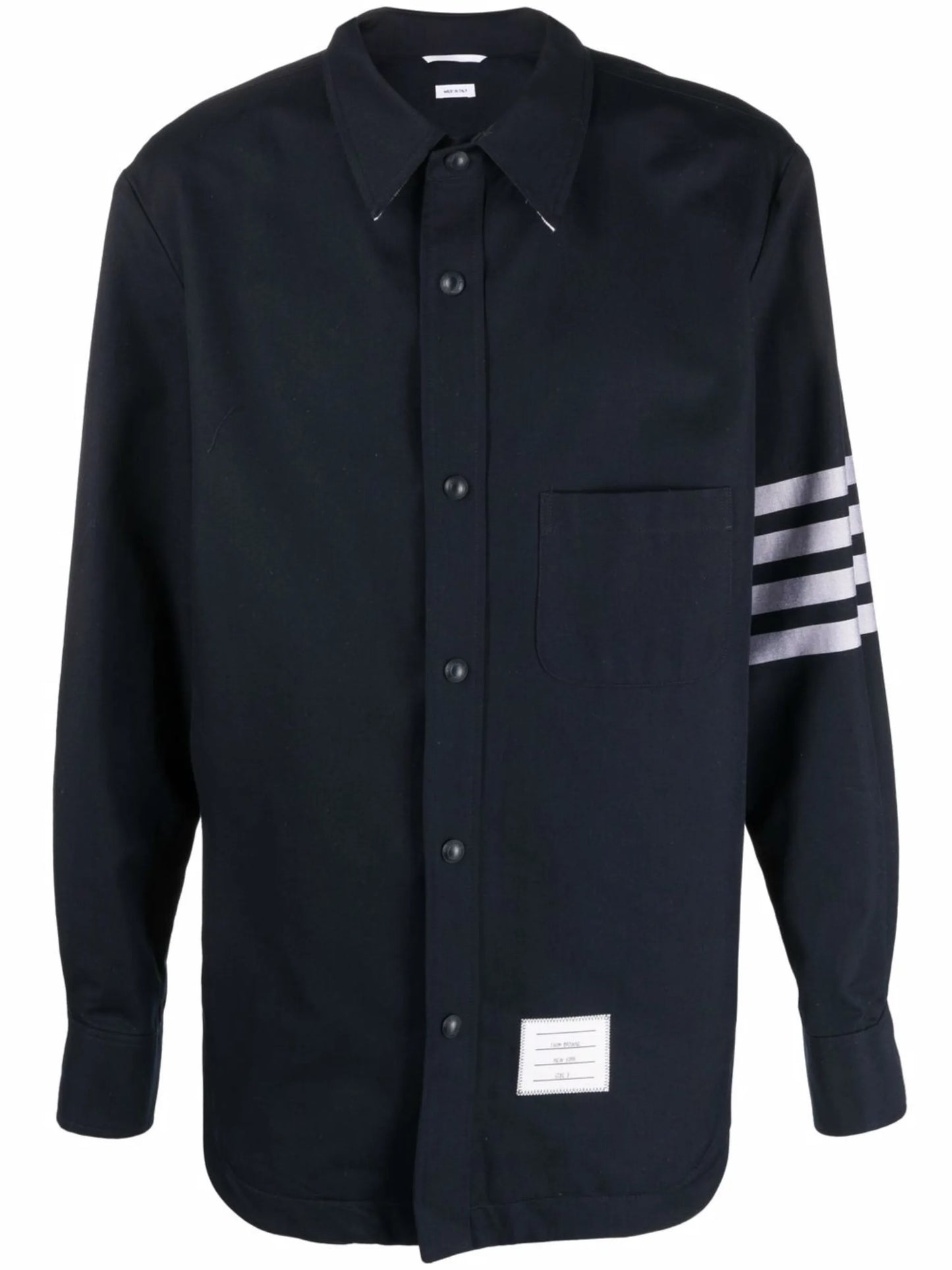 4-Bar stripe logo-patch shirt jacket