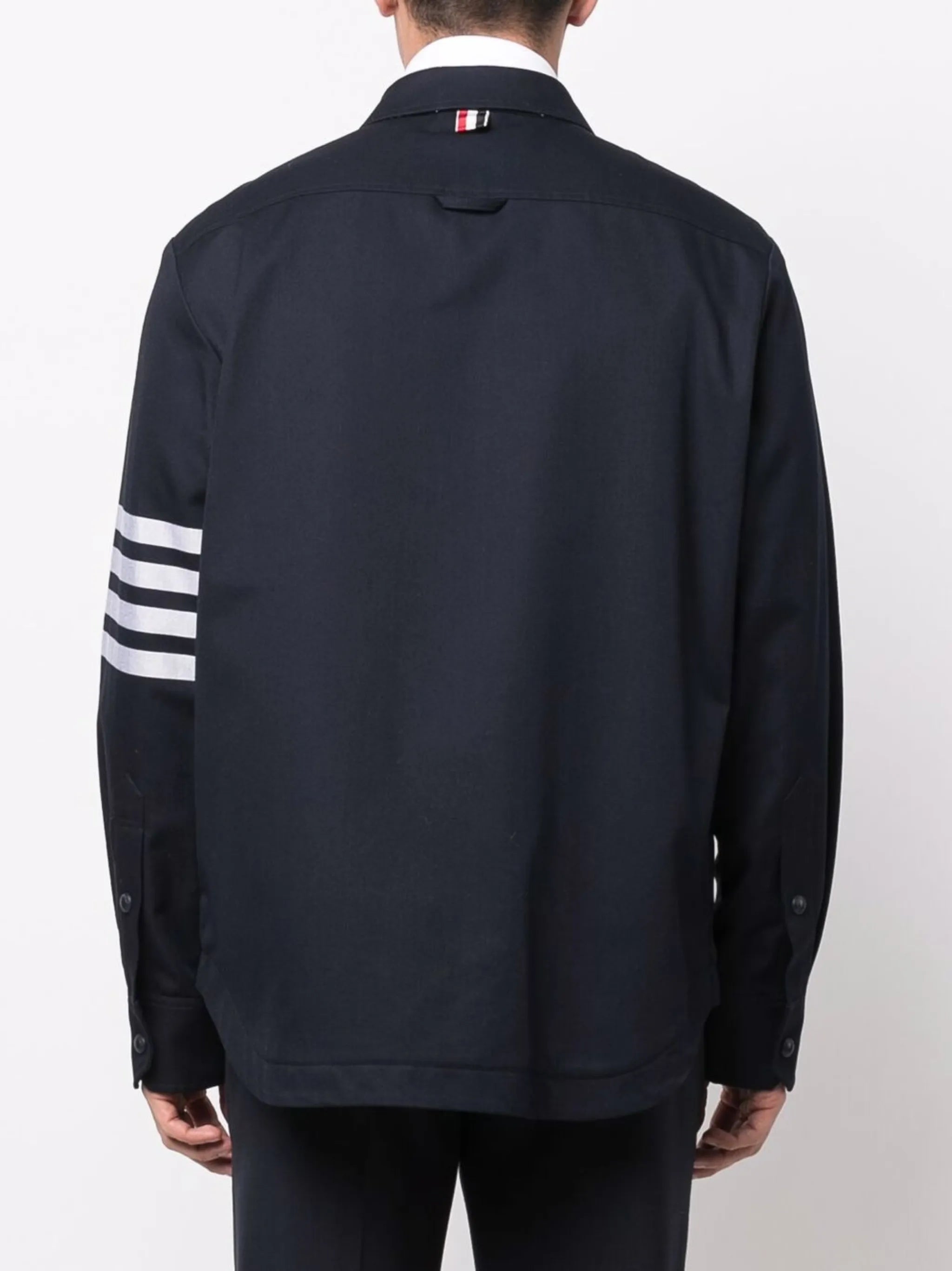 4-Bar stripe logo-patch shirt jacket
