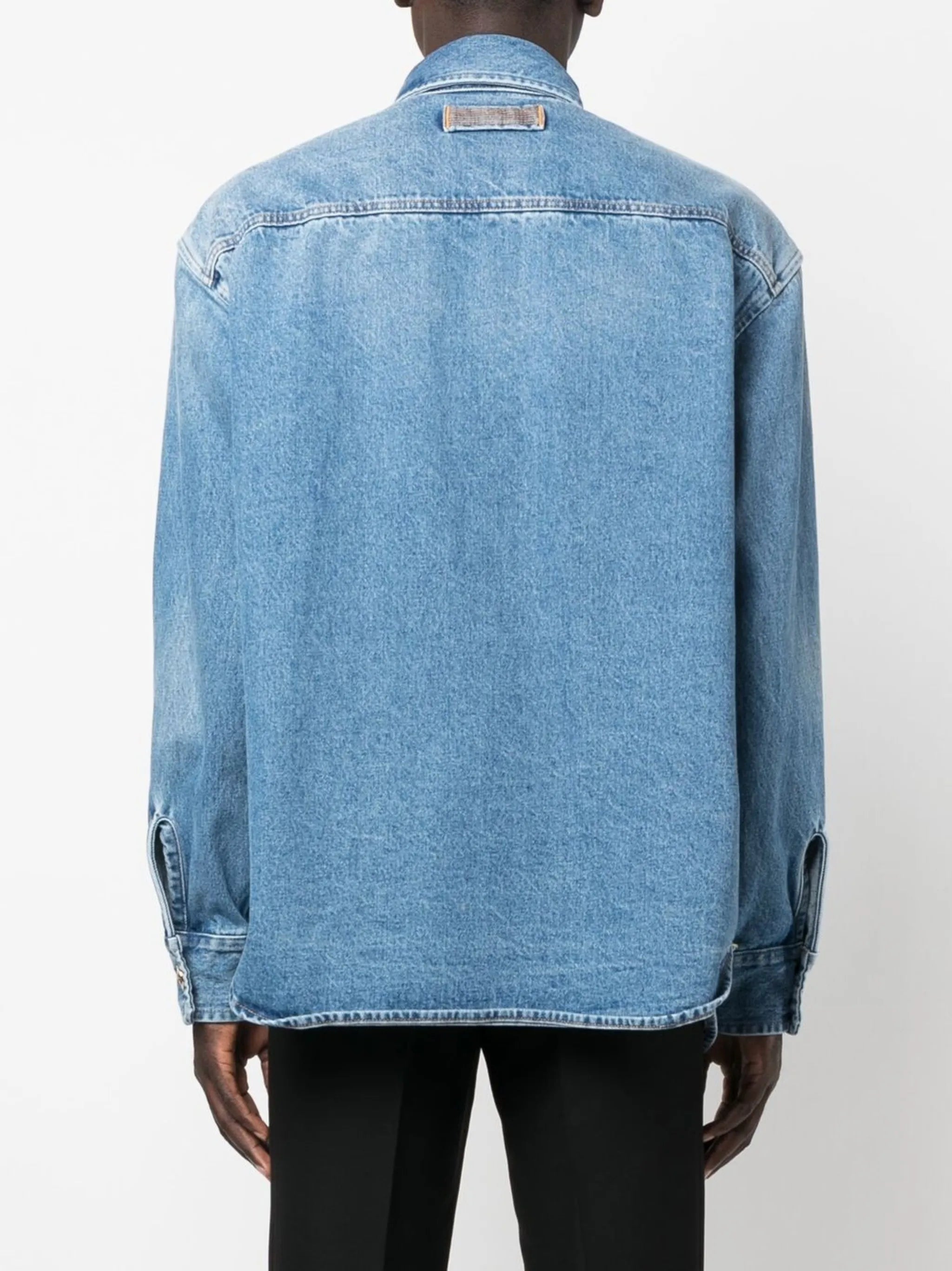 faded denim button-up shirt jacket