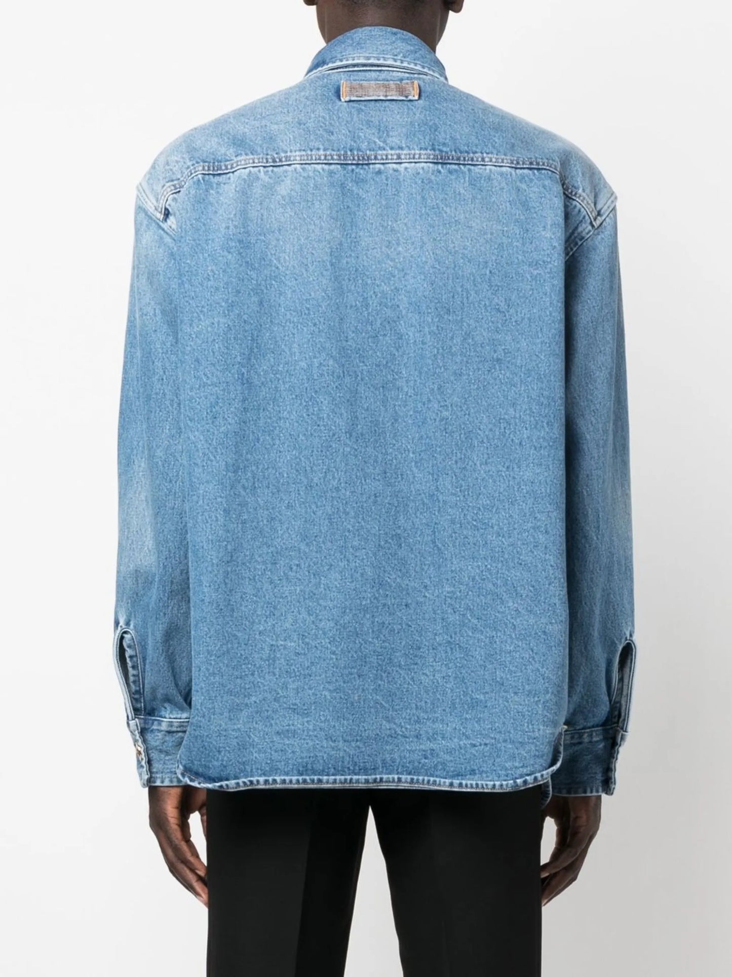 faded denim button-up shirt jacket