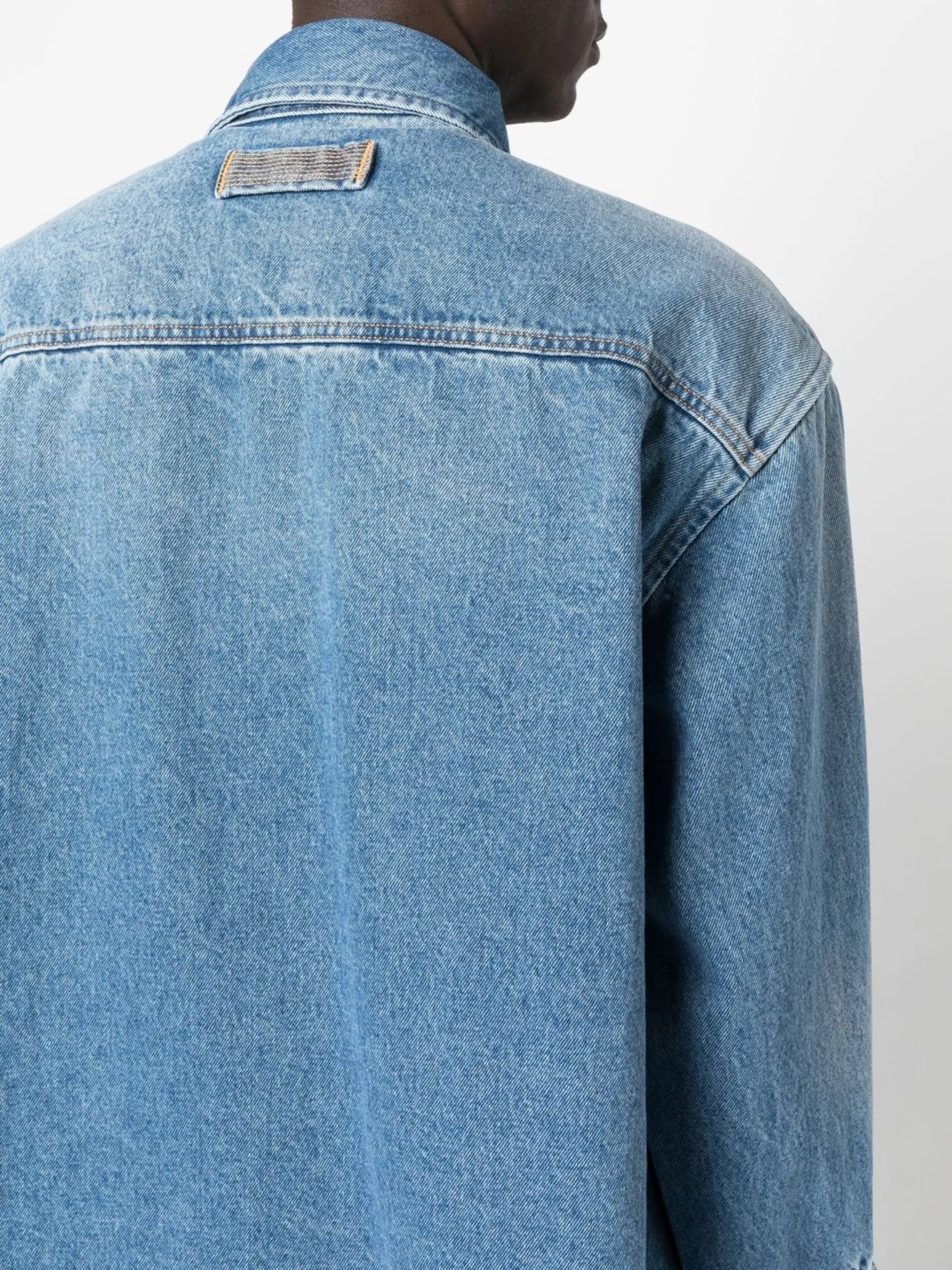 faded denim button-up shirt jacket