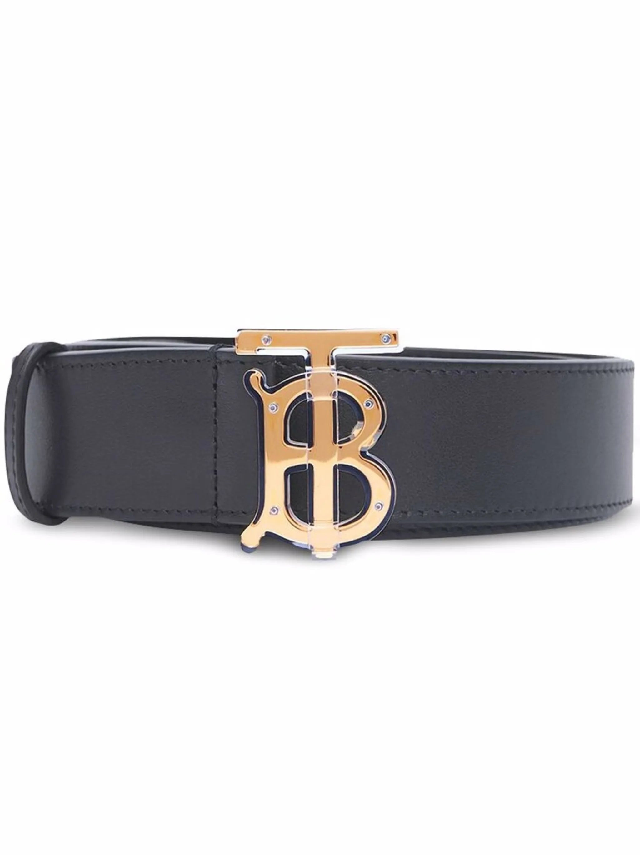 monogram-buckle leather belt