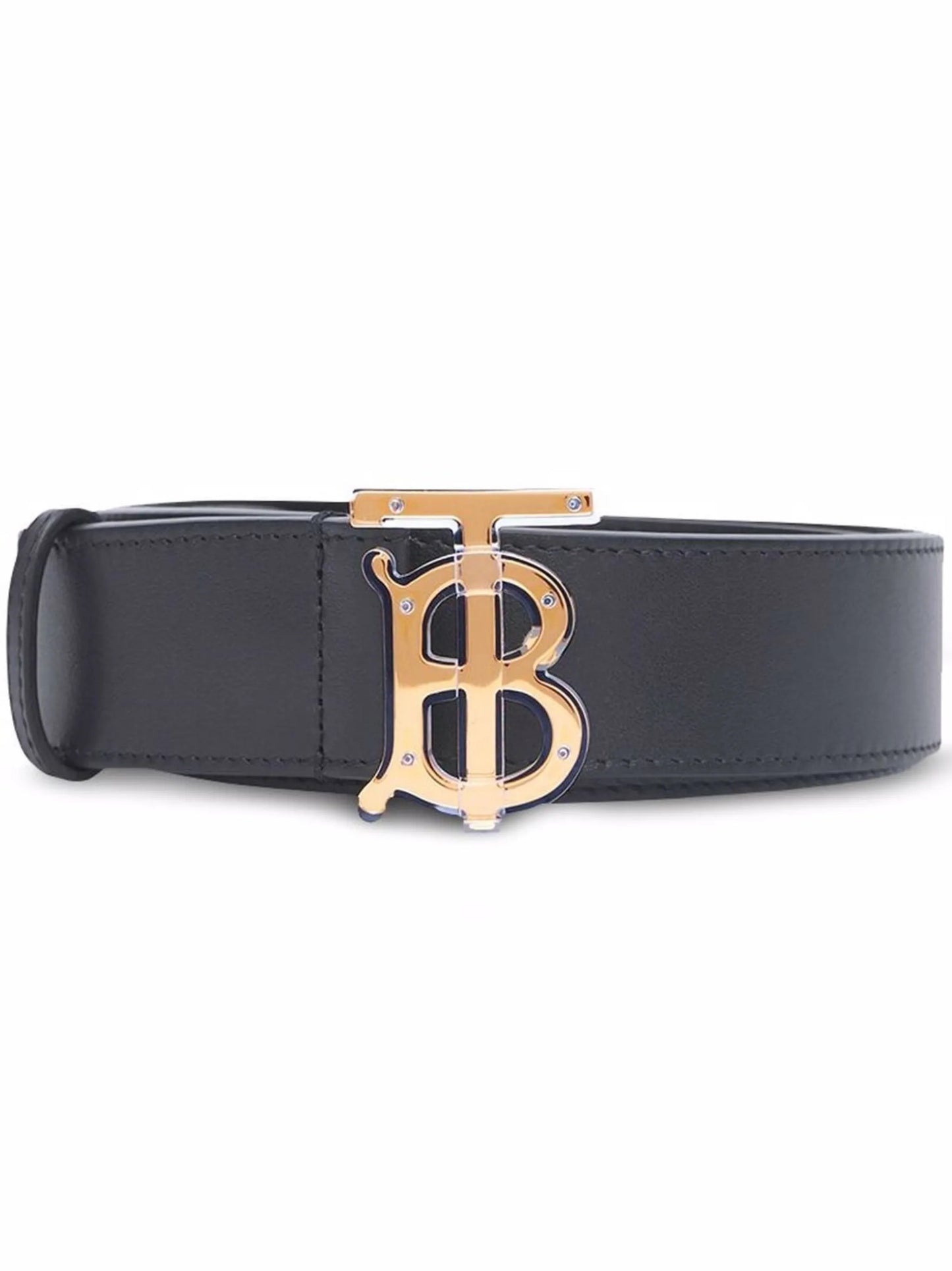 monogram-buckle leather belt